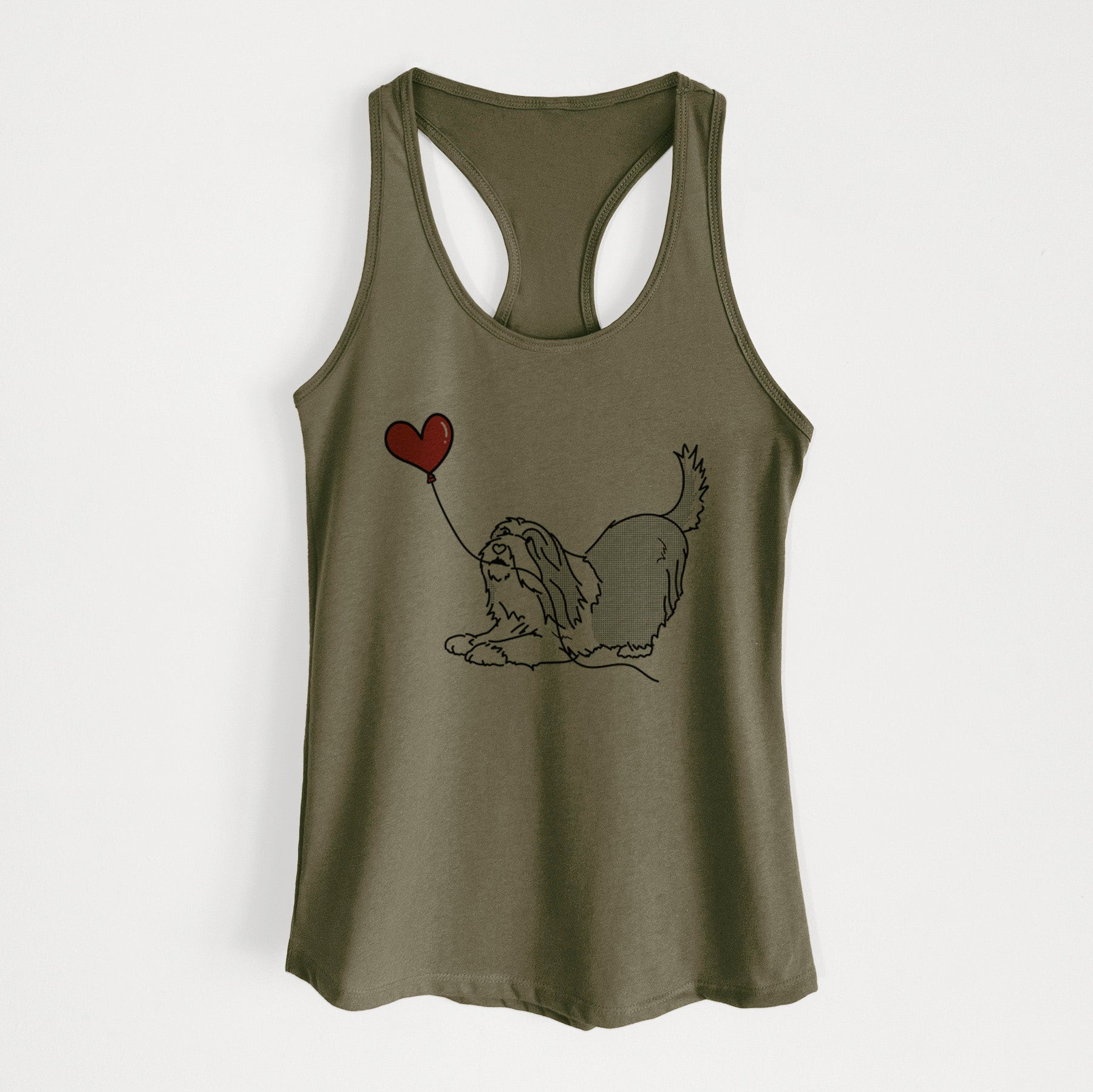 Bearded Collie Heart String - Women's Racerback Tanktop