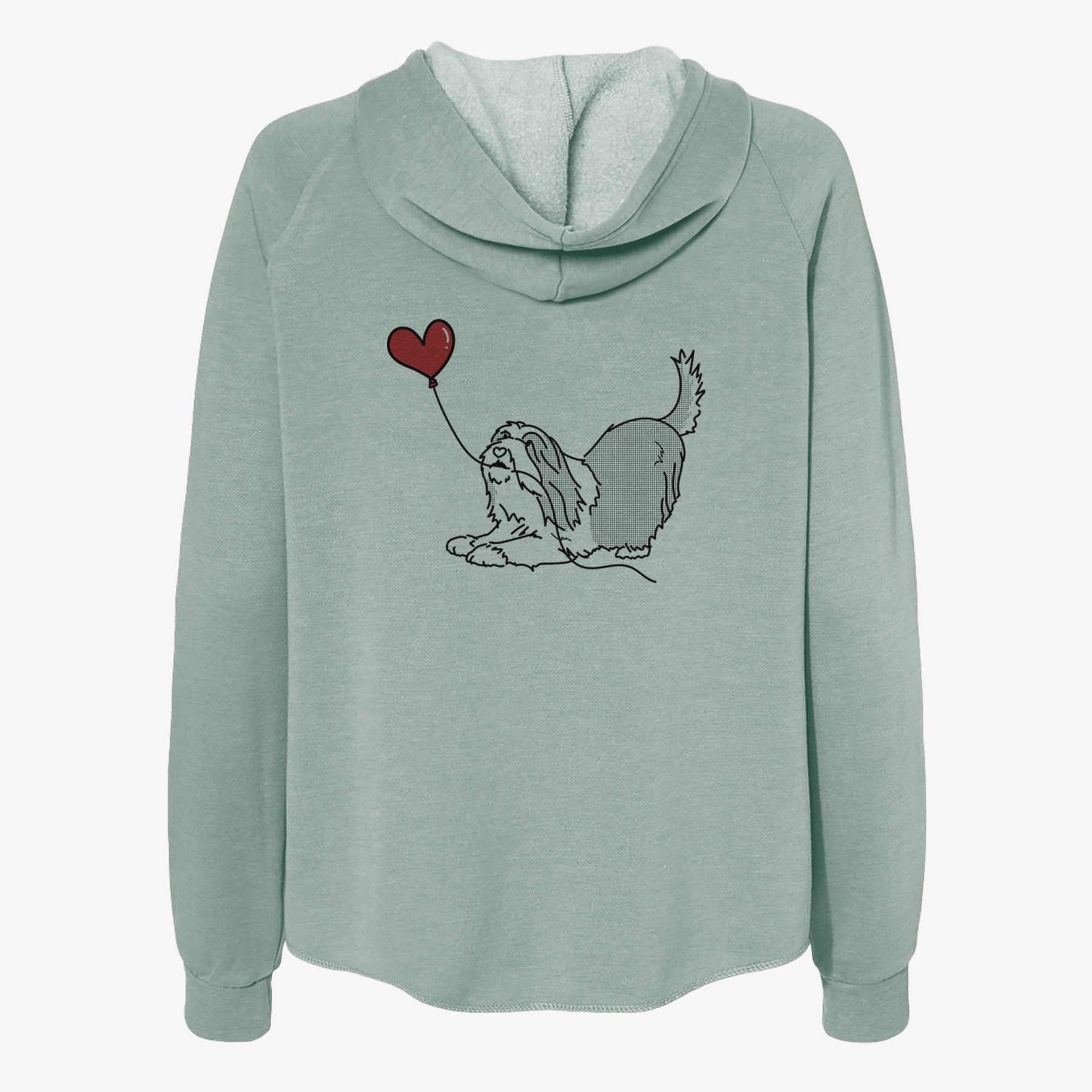 Bearded Collie Heart String- Women's Cali Wave Zip-Up Sweatshirt