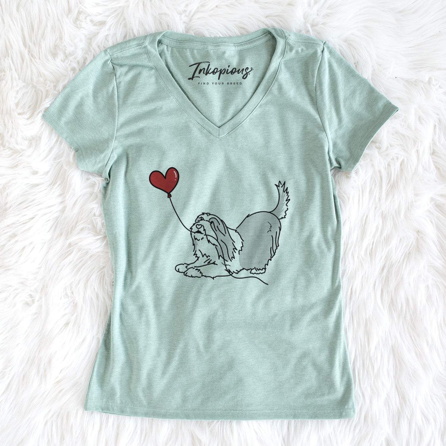 Bearded Collie Heart String - Women's Perfect V-neck Shirt