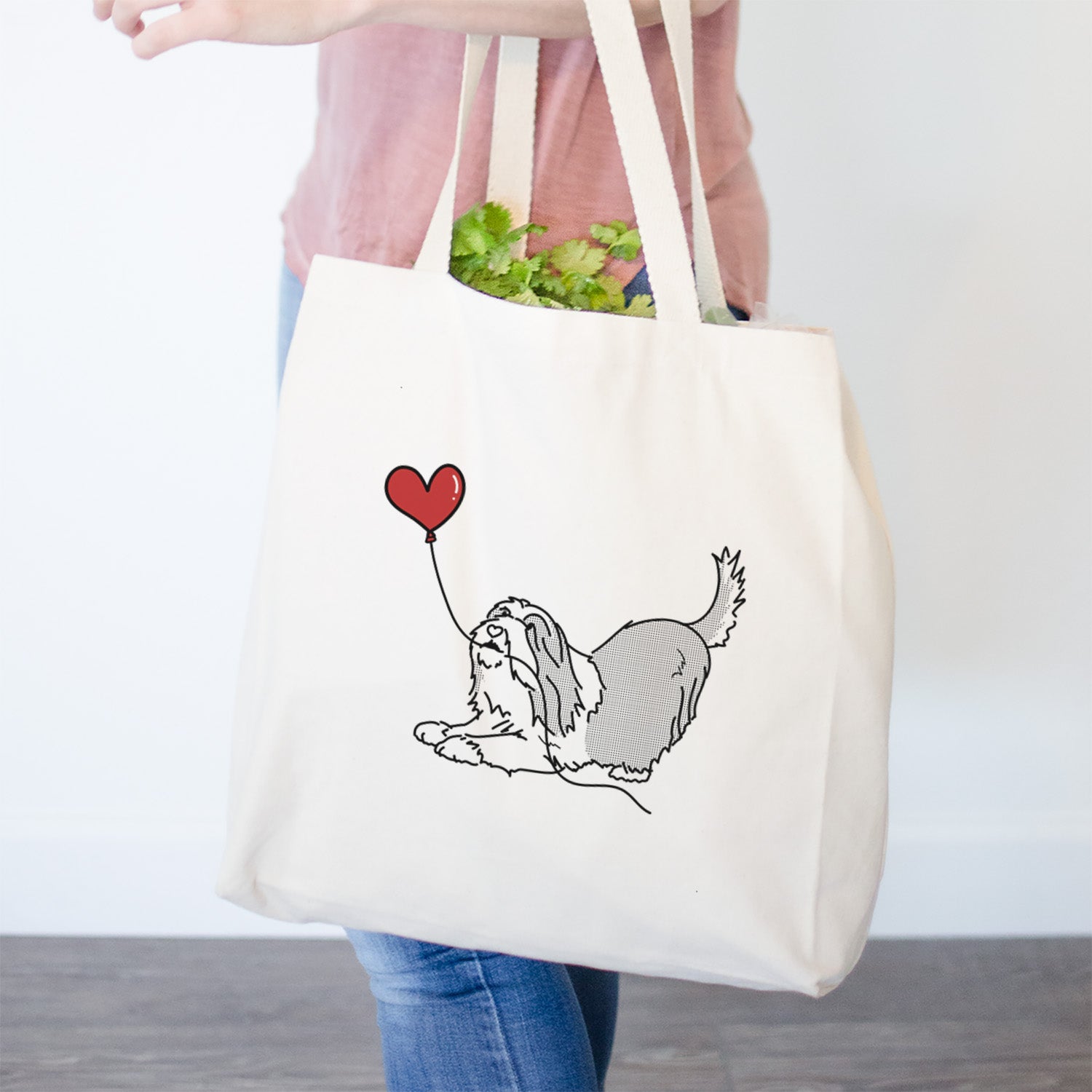 Bearded Collie Heart String- Tote Bag