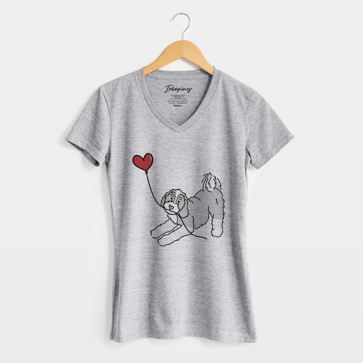 Bernedoodle Heart String - Women&#39;s V-neck Shirt