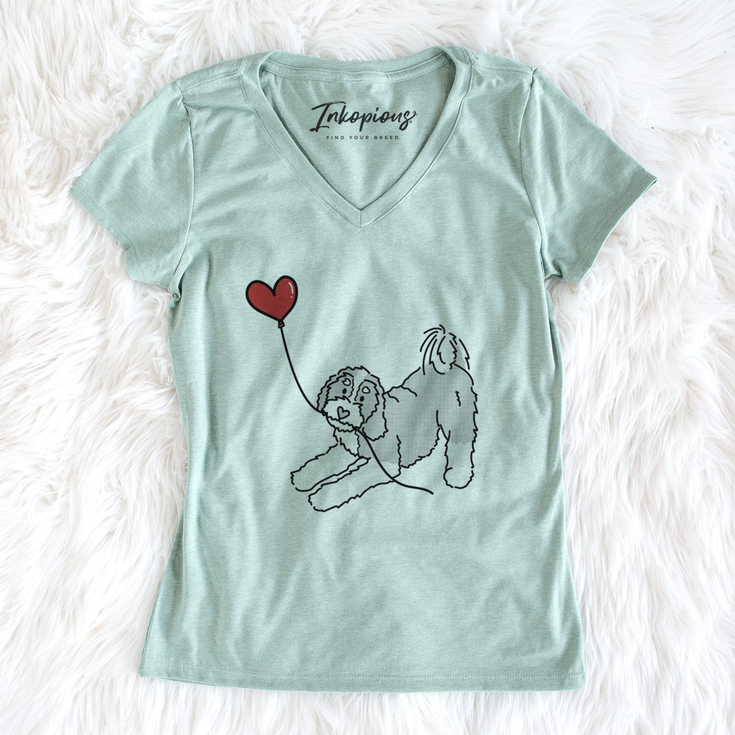 Bernedoodle Heart String - Women's V-neck Shirt