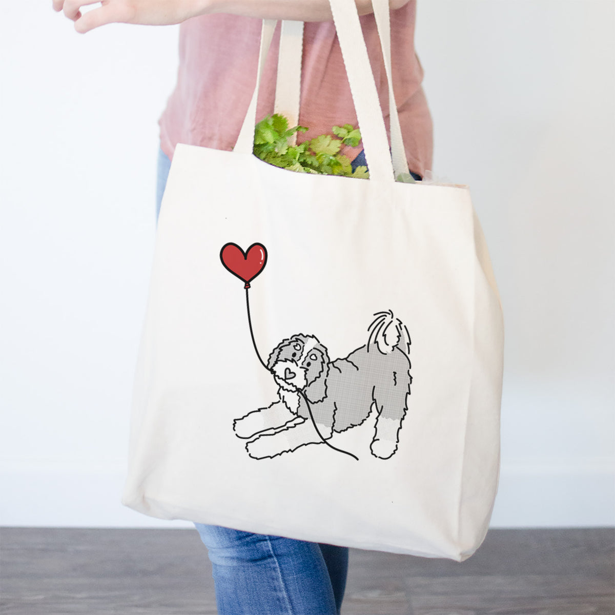 Bernedoodle Heart String- Tote Bag