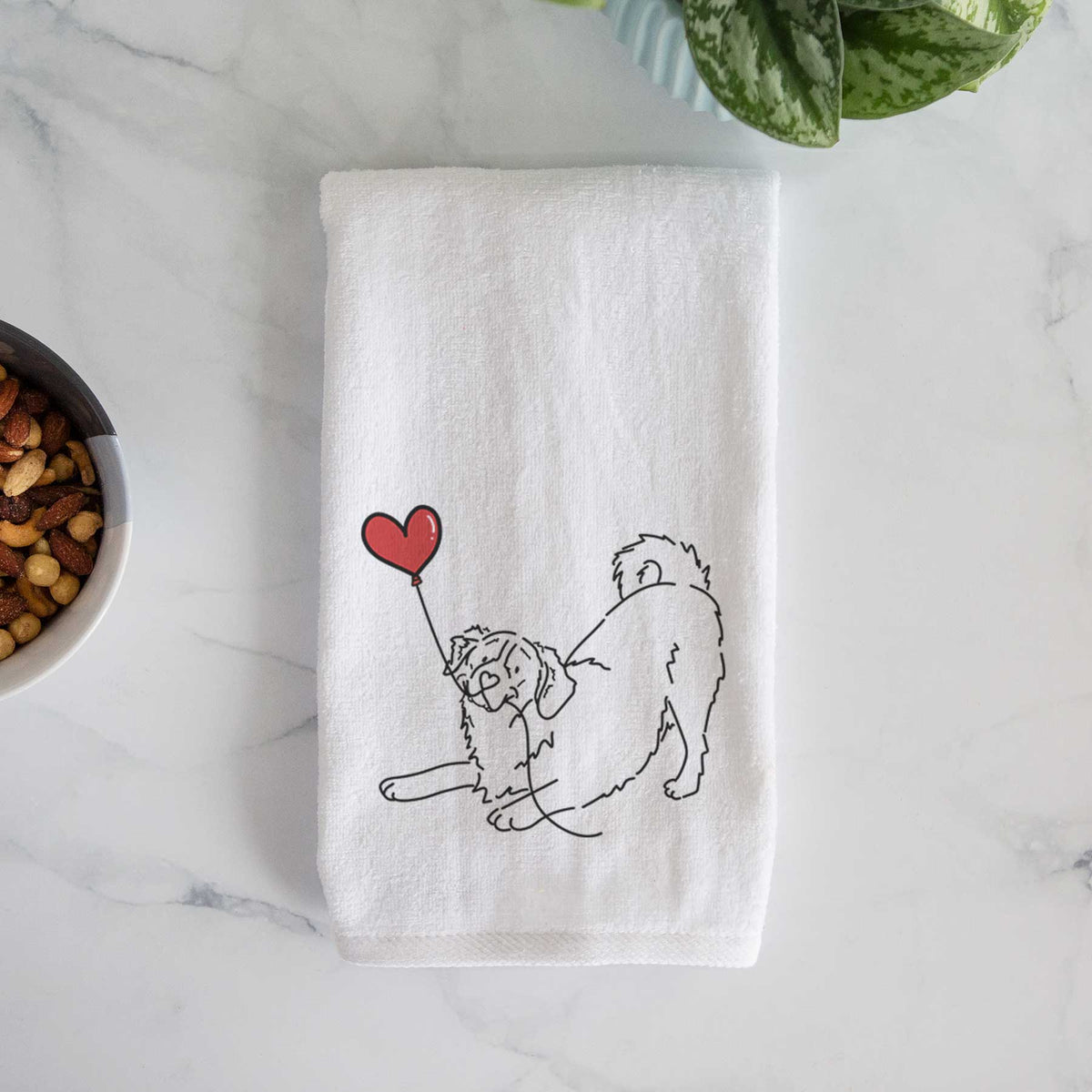 Bernese Mountain Dog Heart String -  Decorative Hand Towel