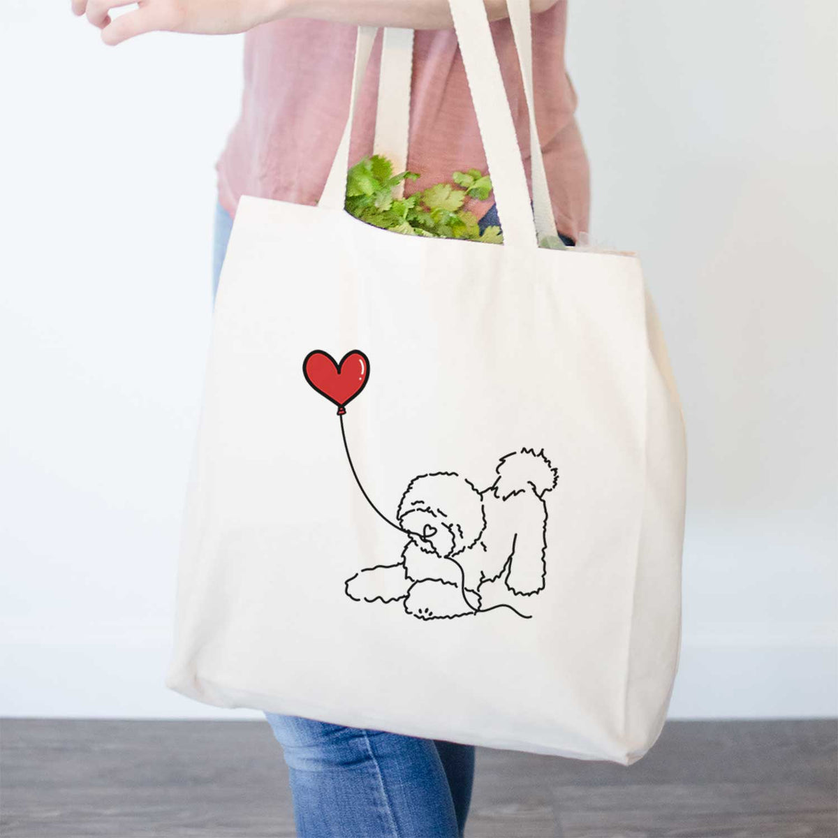 Bichon Frise Heart String- Tote Bag