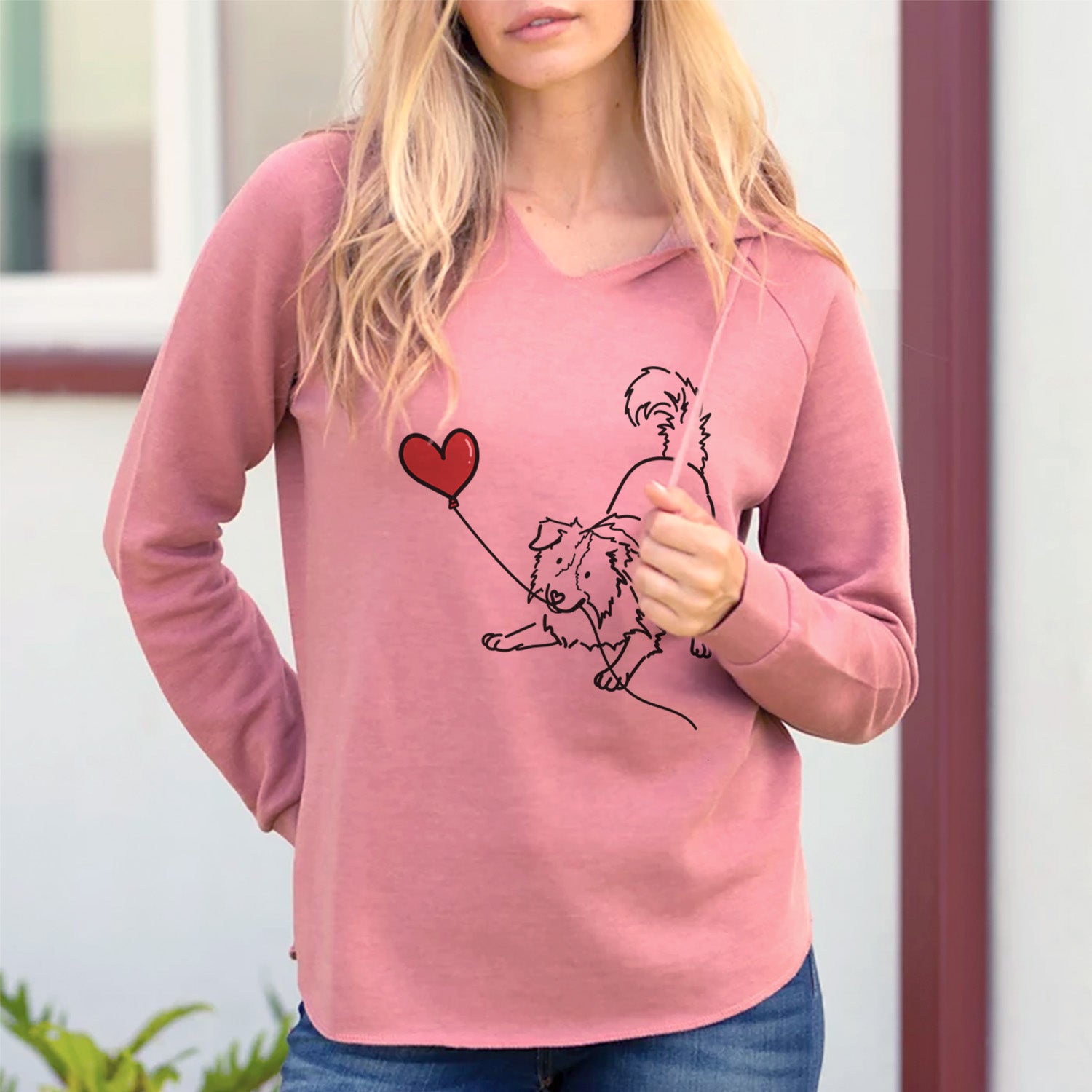 Border Collie Heart String - Cali Wave Hooded Sweatshirt