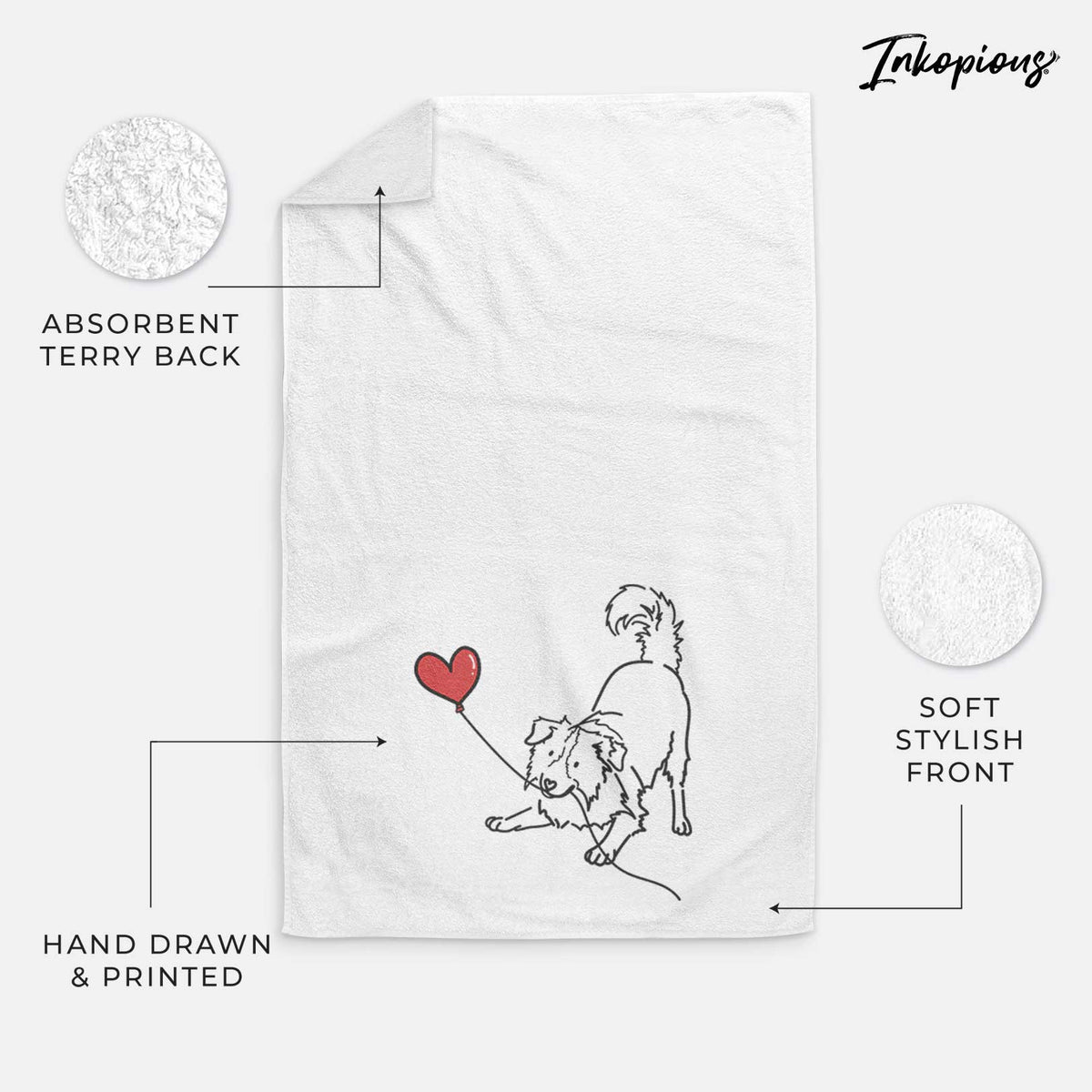 Border Collie Heart String -  Decorative Hand Towel