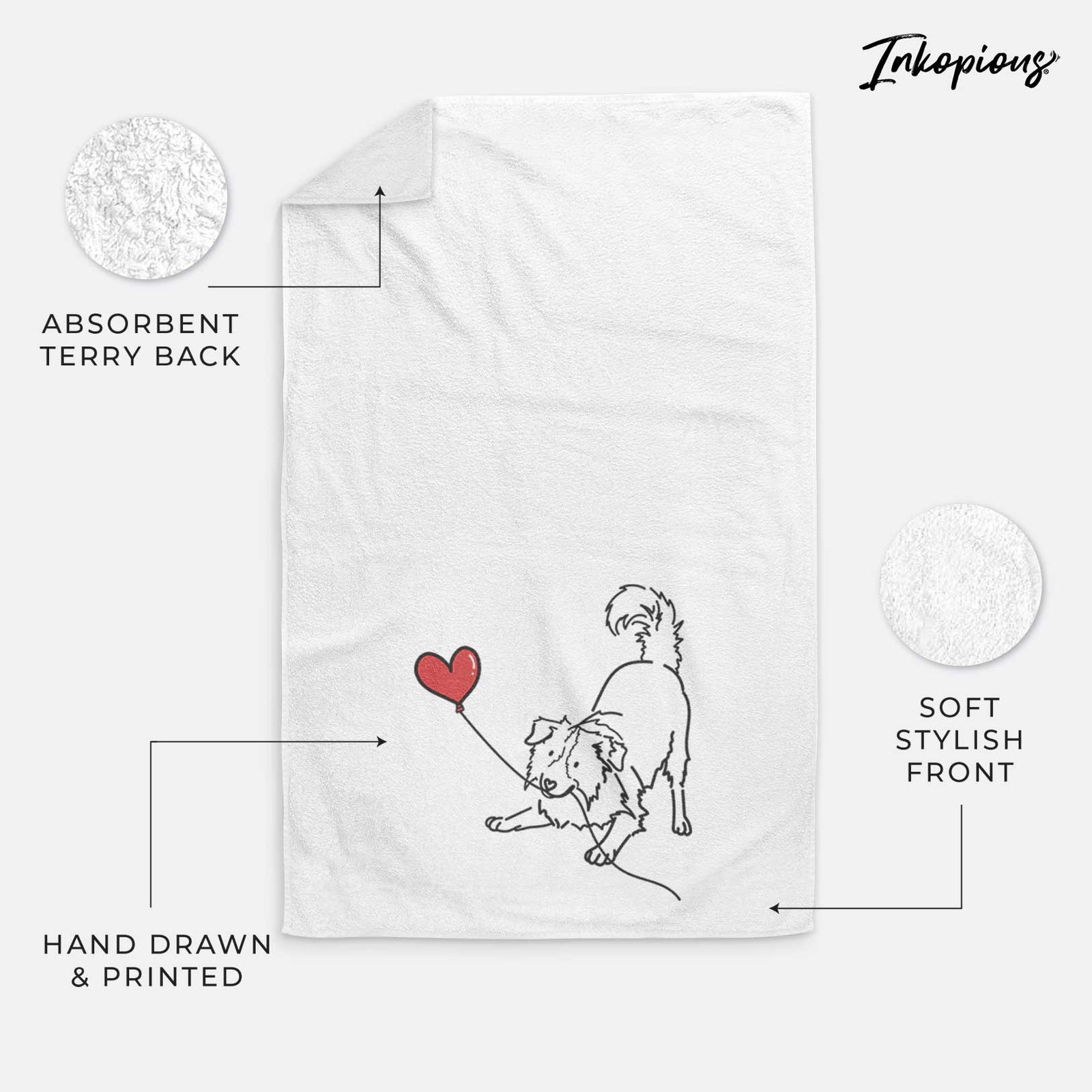 Border Collie Heart String -  Decorative Hand Towel