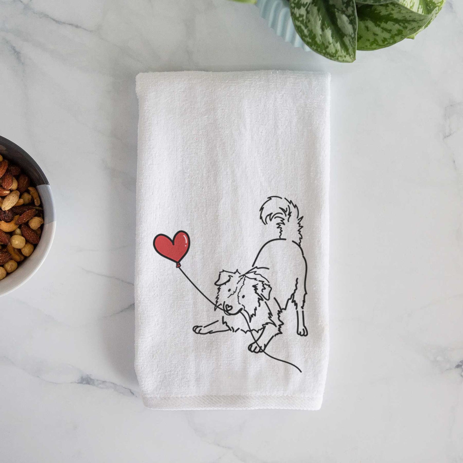 Border Collie Heart String -  Decorative Hand Towel