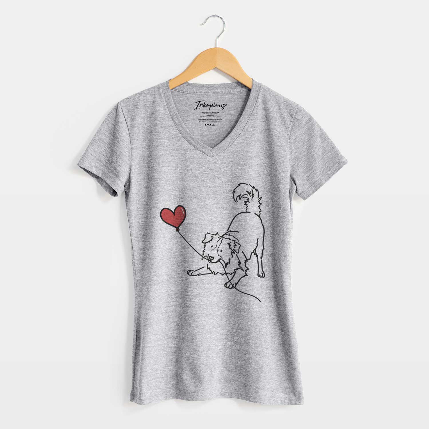 Border Collie Heart String - Women's V-neck Shirt