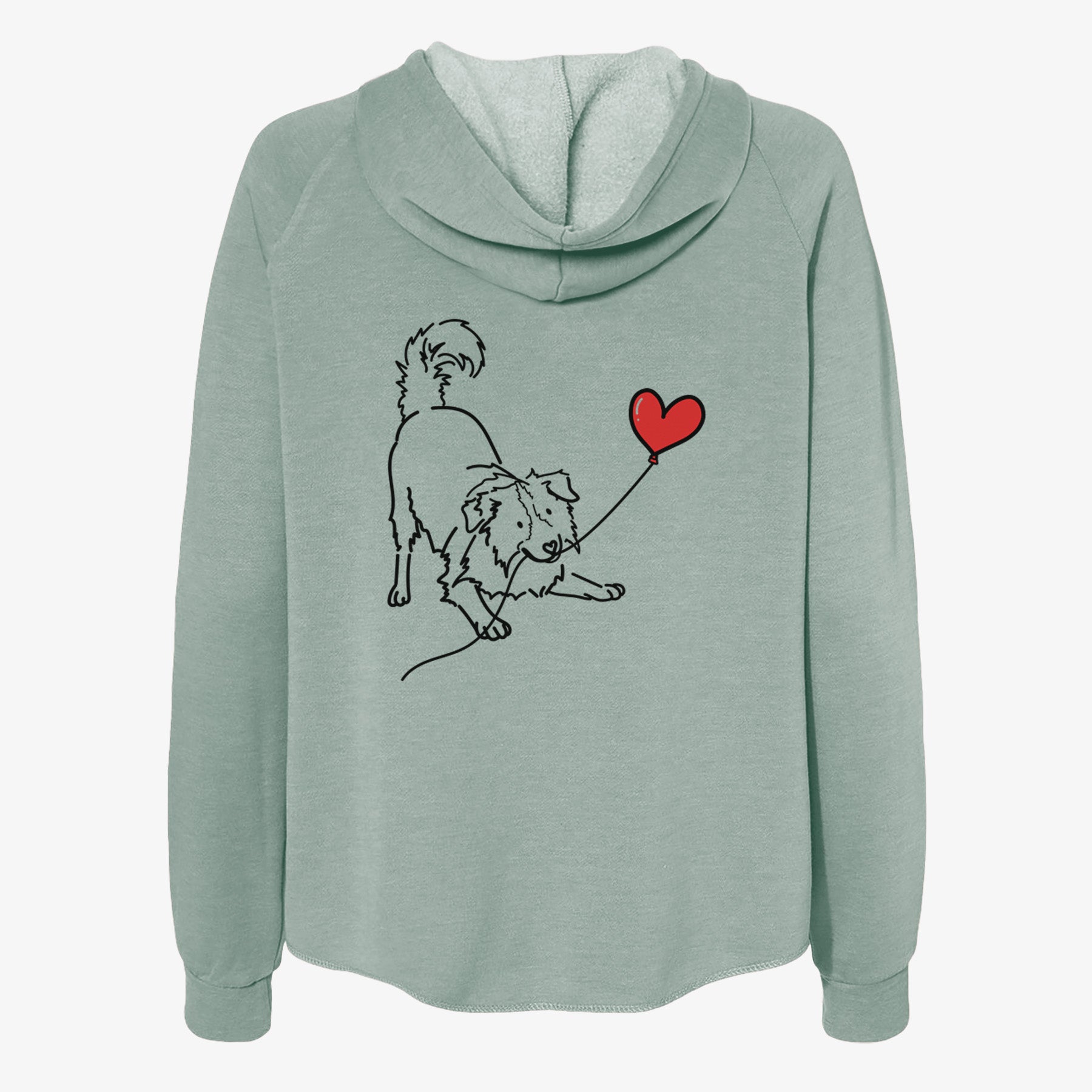 Border Collie Heart String- Women's Cali Wave Zip-Up Sweatshirt