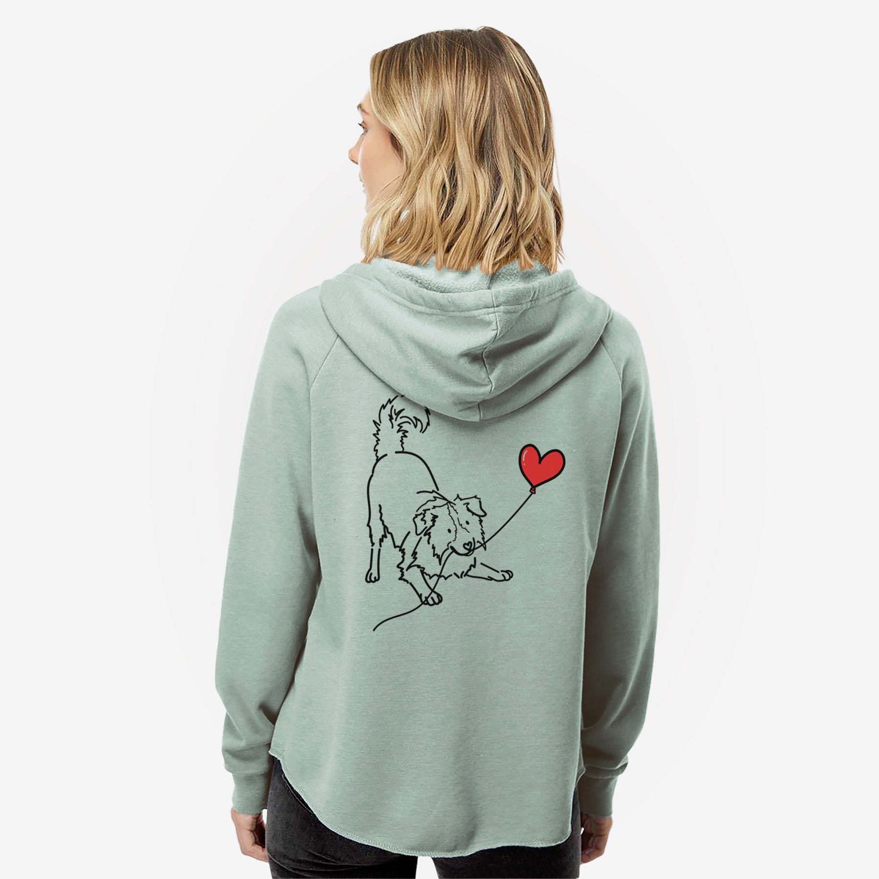 Border Collie Heart String- Women's Cali Wave Zip-Up Sweatshirt