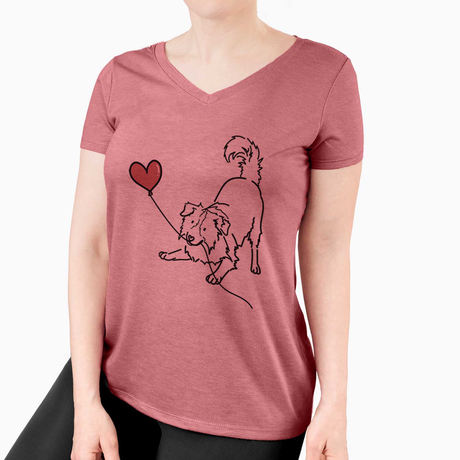 Border Collie Heart String - Women's V-neck Shirt