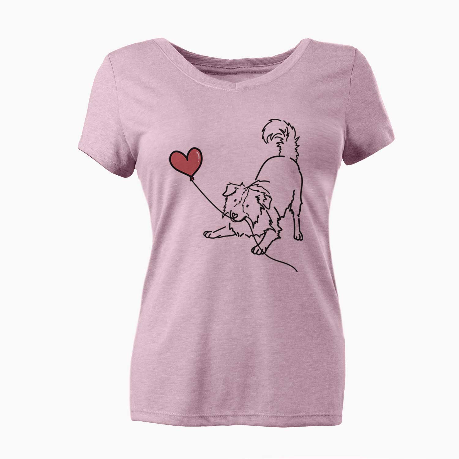 Border Collie Heart String - Women's V-neck Shirt