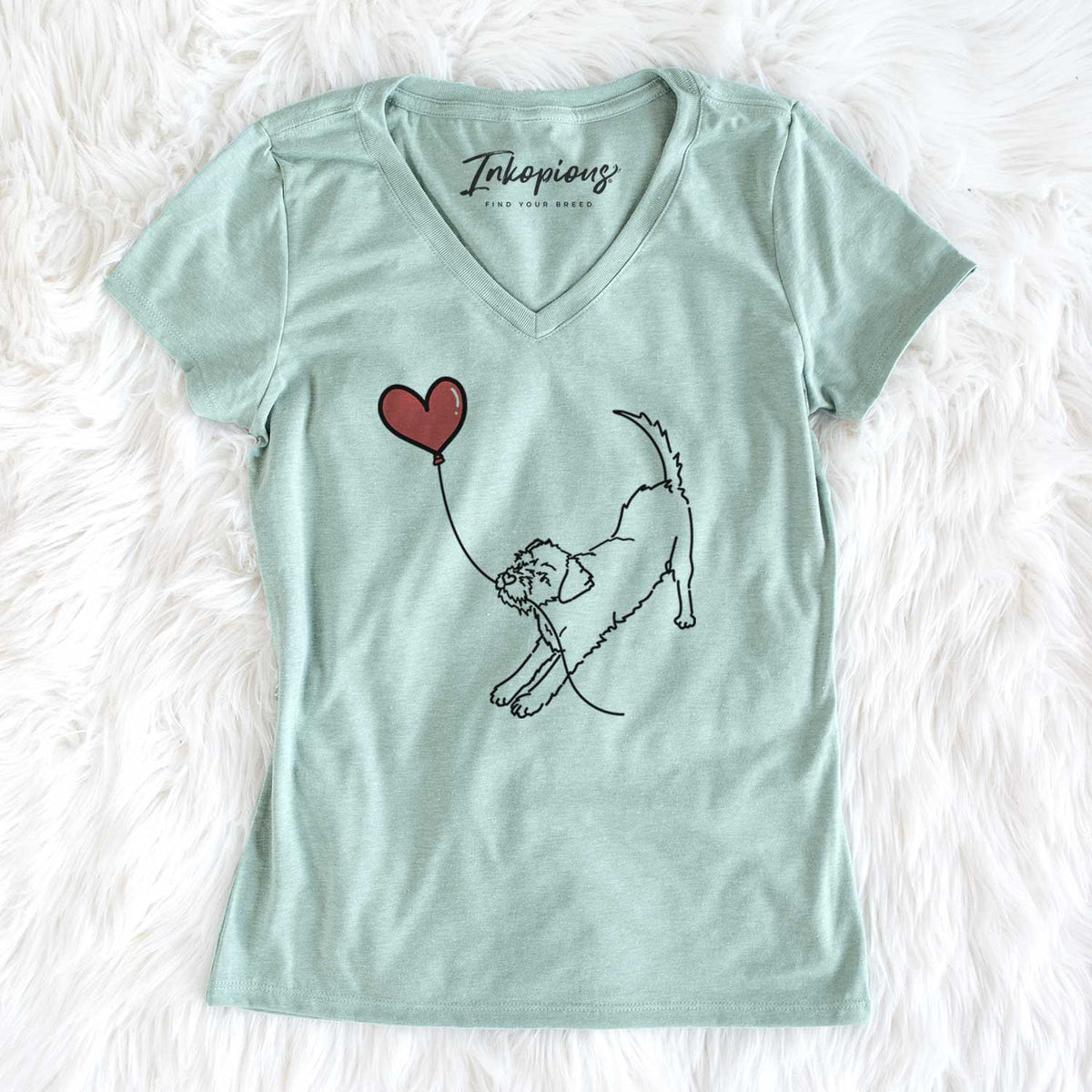 Border Terrier Heart String - Women's V-neck Shirt