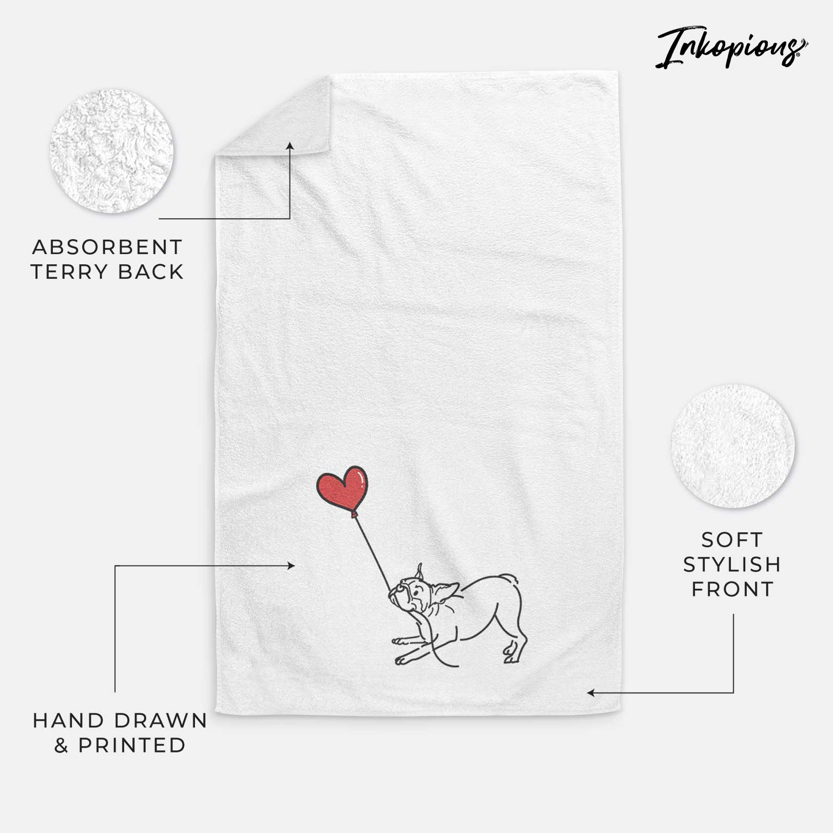 Boston Terrier Heart String -  Decorative Hand Towel