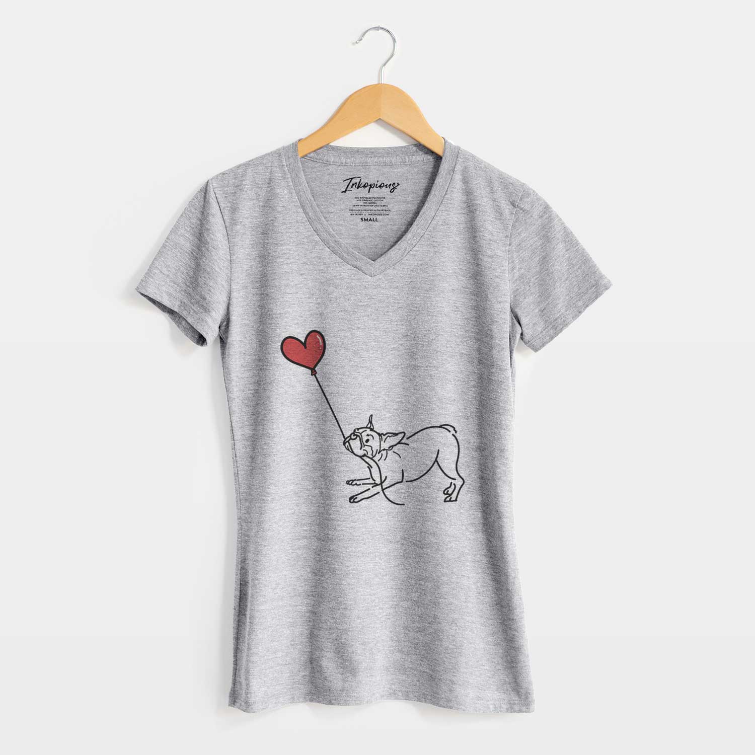 Boston Terrier Heart String - Women's V-neck Shirt