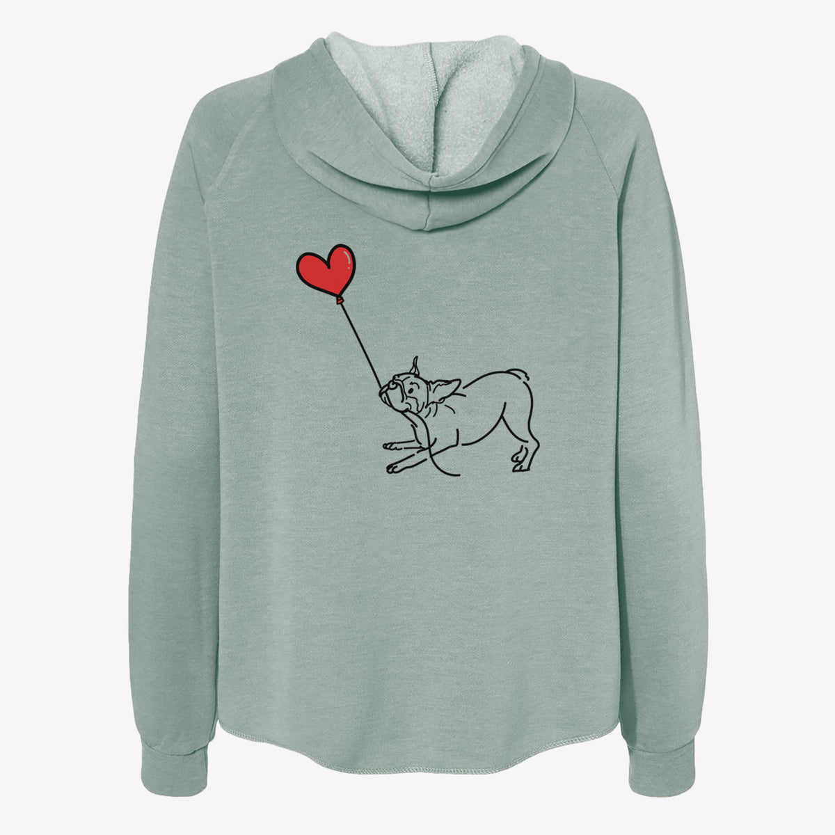 Boston Terrier Heart String- Women's Cali Wave Zip-Up Sweatshirt