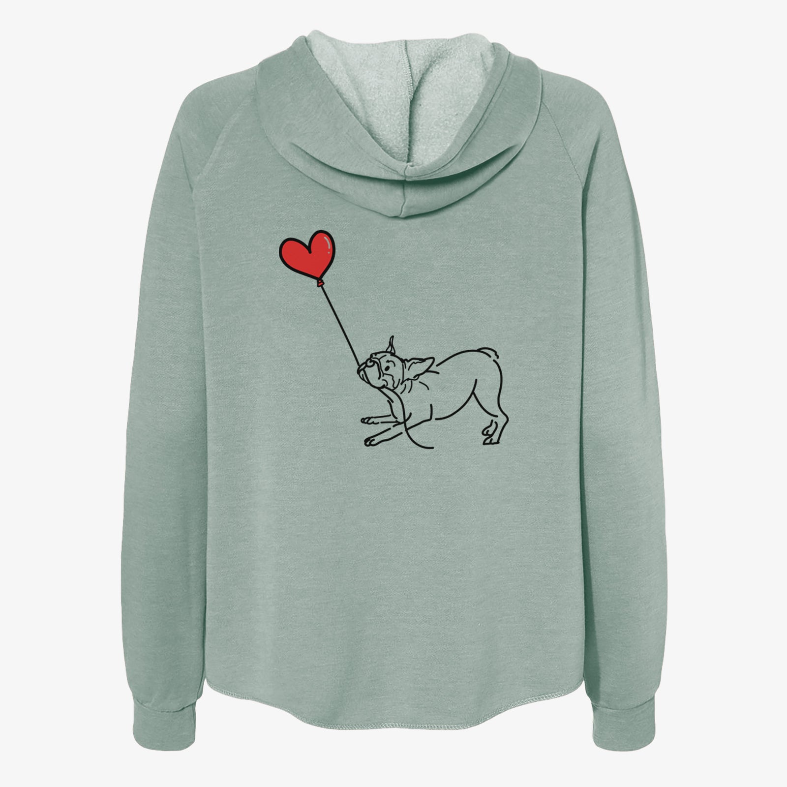 Boston Terrier Heart String- Women's Cali Wave Zip-Up Sweatshirt
