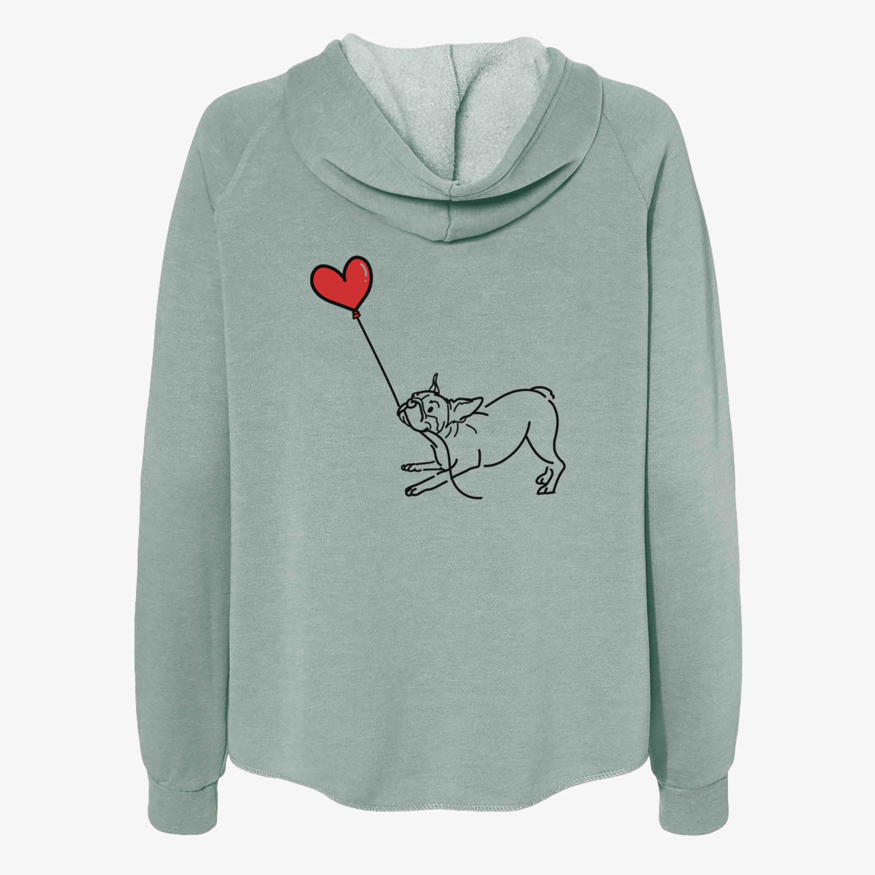 Boston Terrier Heart String- Women's Cali Wave Zip-Up Sweatshirt