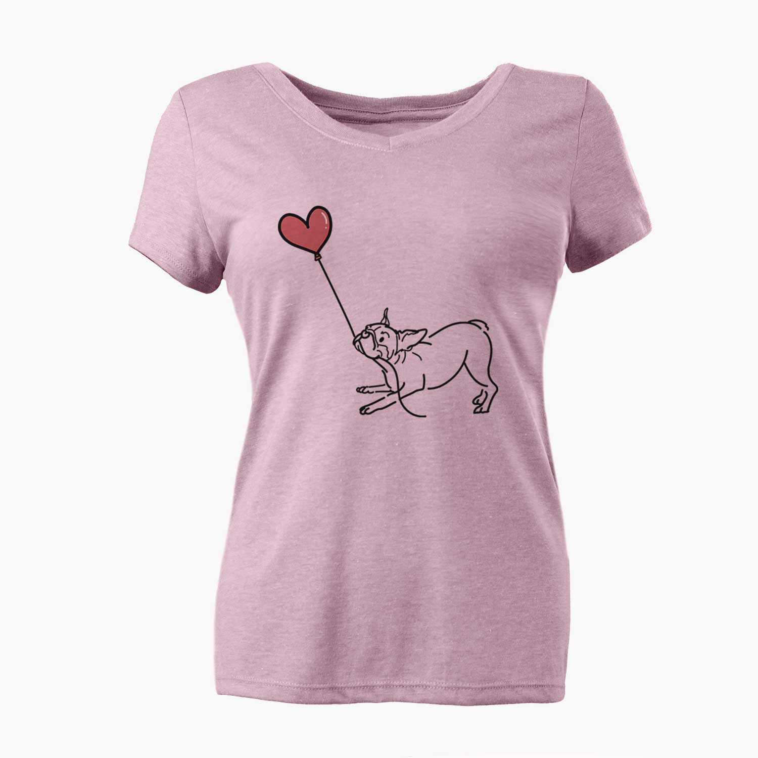 Boston Terrier Heart String - Women's V-neck Shirt