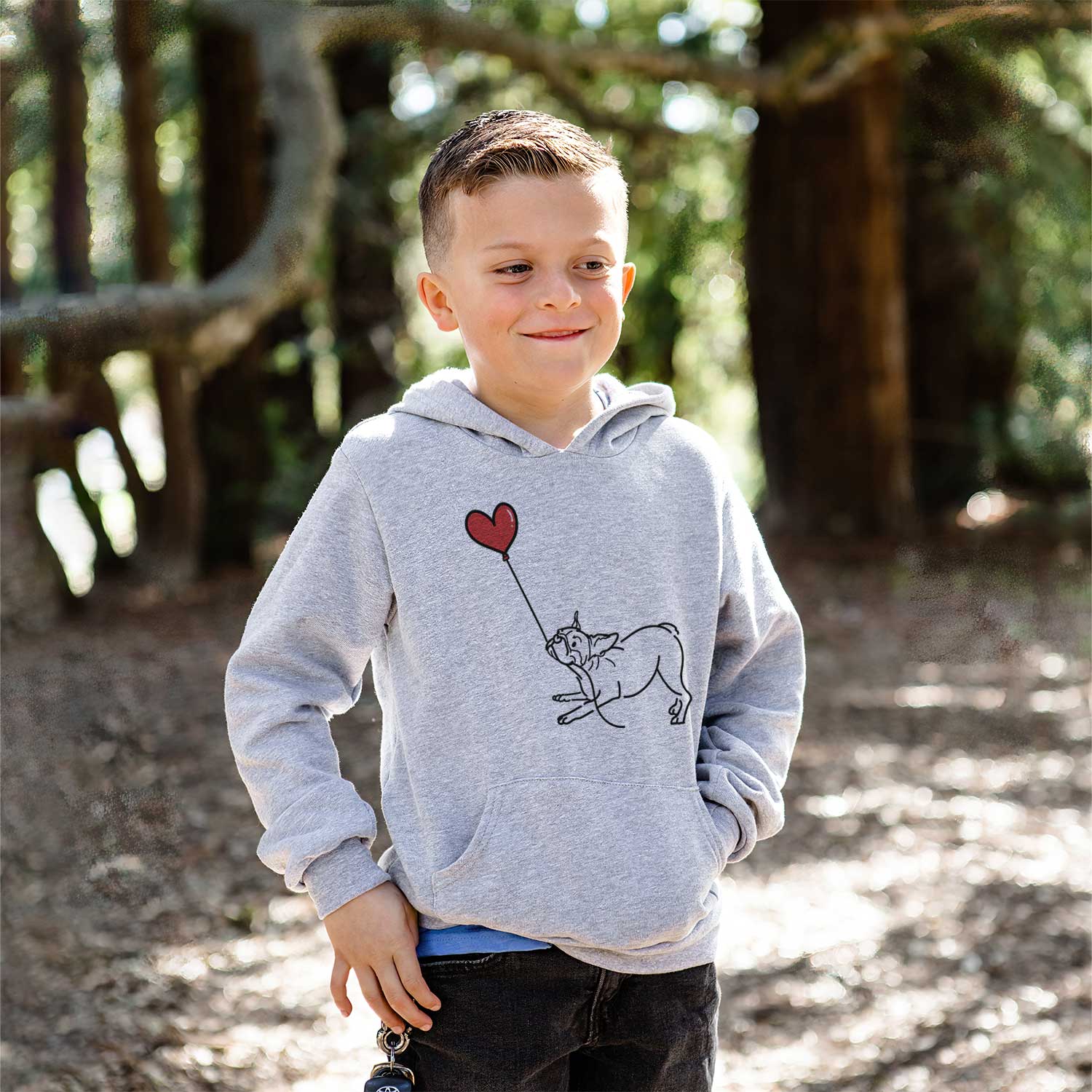Boston Terrier Heart String - Youth Hoodie Sweatshirt - Inkopious