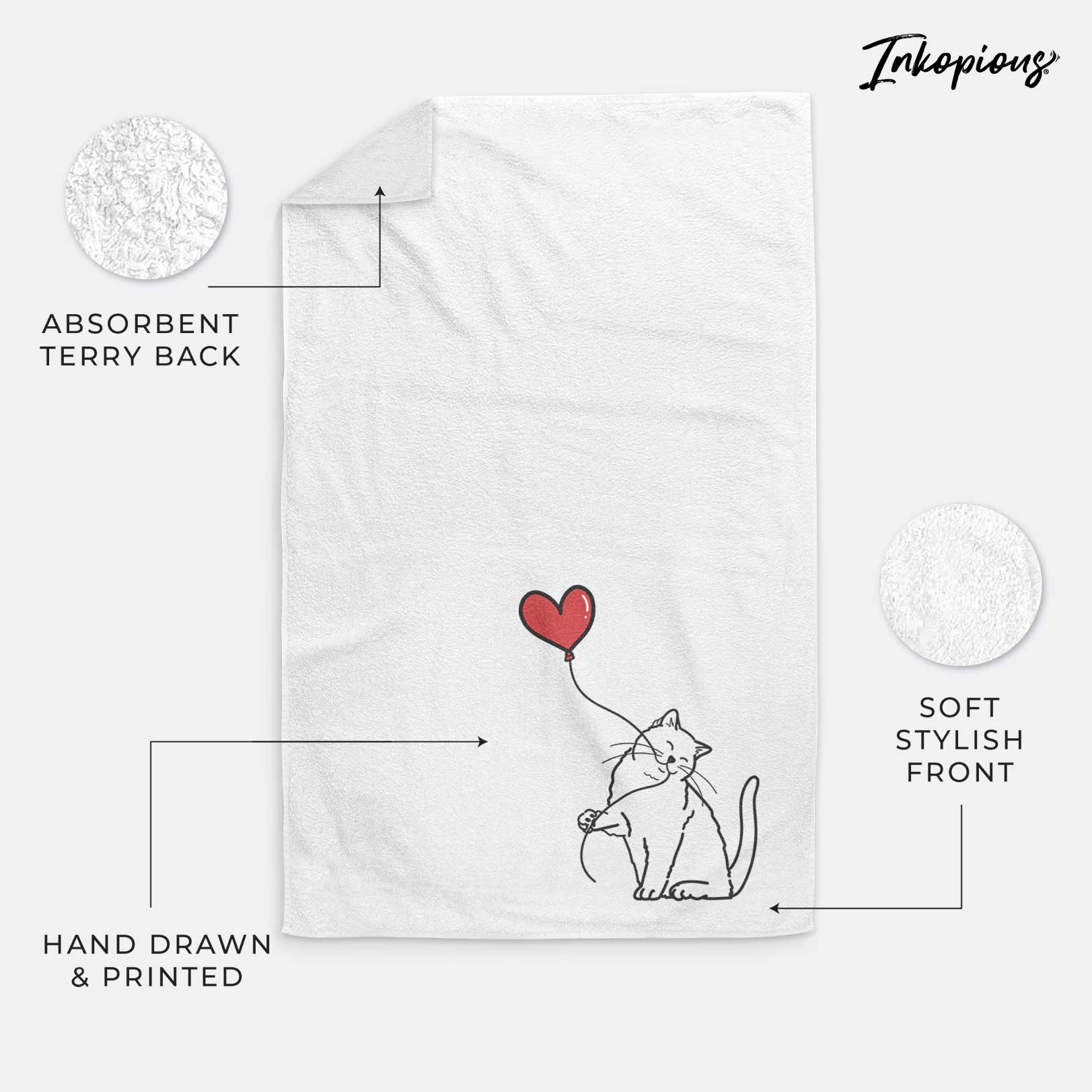 British Shorthair Cat Heart String -  Decorative Hand Towel