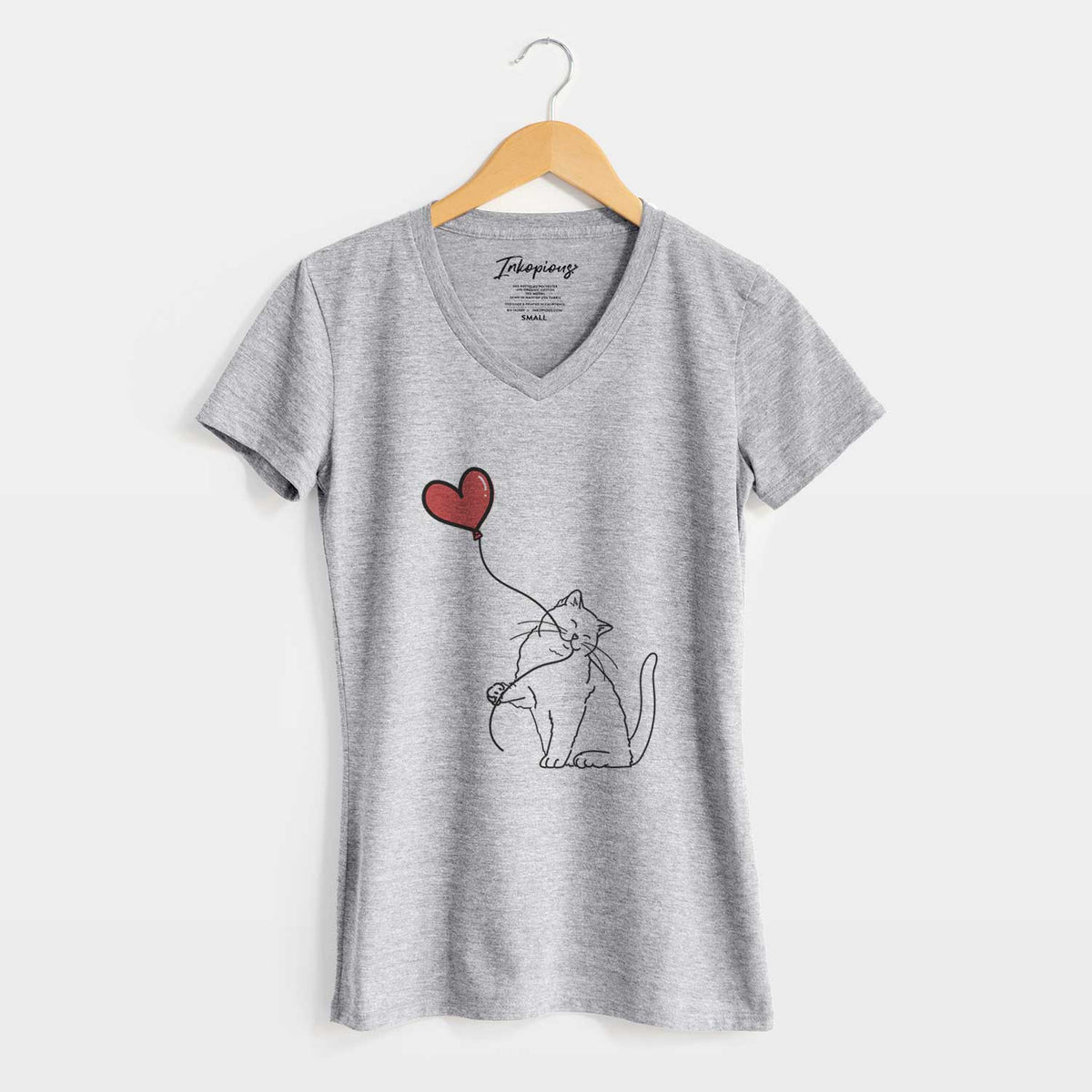 British Shorthair Cat Heart String - Women&#39;s V-neck Shirt