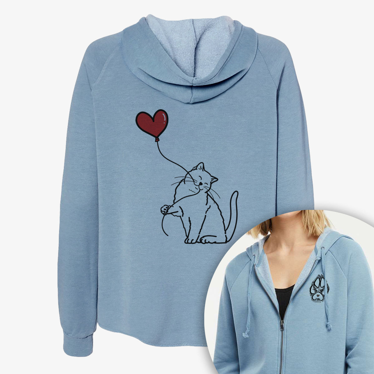 British Shorthair Cat Heart String- Women&#39;s Cali Wave Zip-Up Sweatshirt
