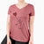 British Shorthair Cat Heart String - Women's V-neck Shirt