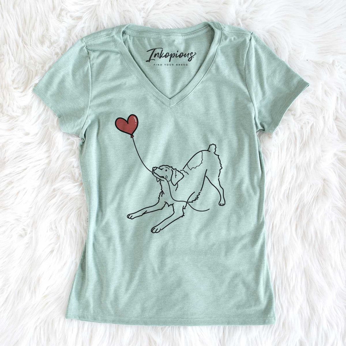 Brittany Spaniel Heart String - Women's V-neck Shirt