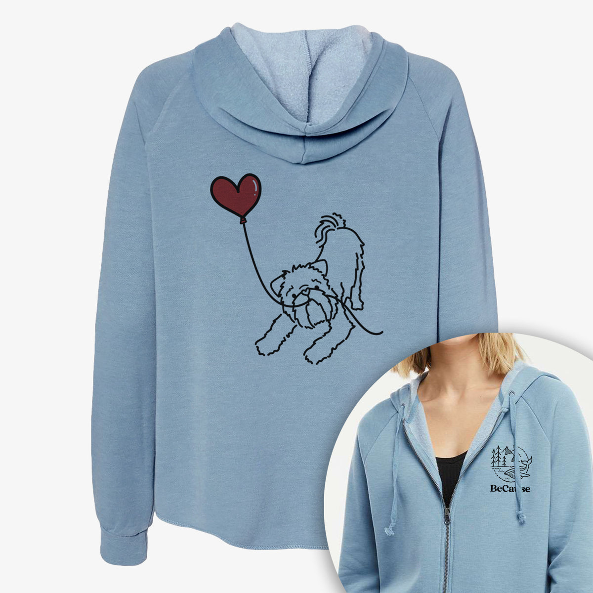 Brussels Griffon Heart String- Women&#39;s Cali Wave Zip-Up Sweatshirt