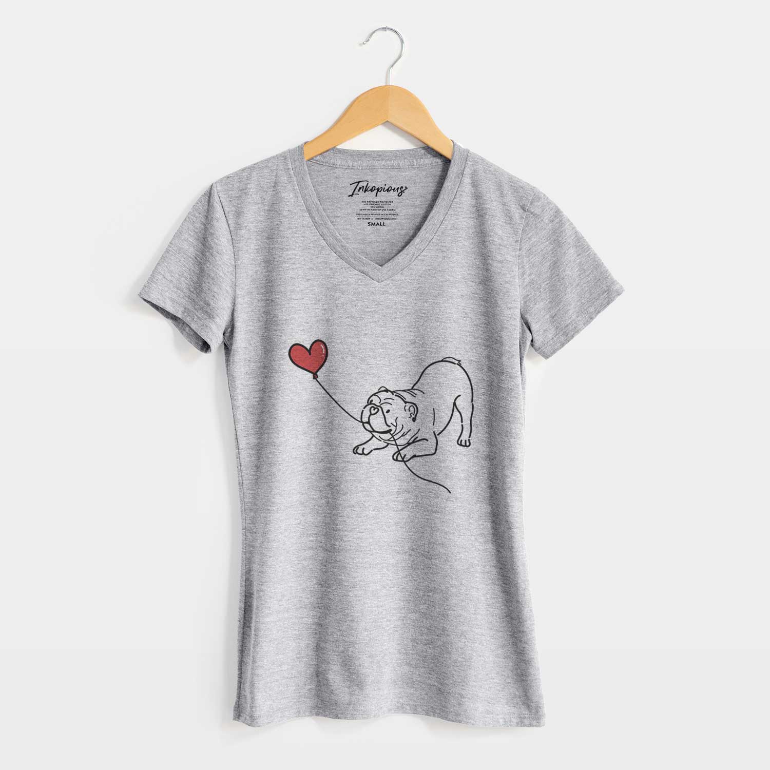 Bulldog Heart String - Women's V-neck Shirt