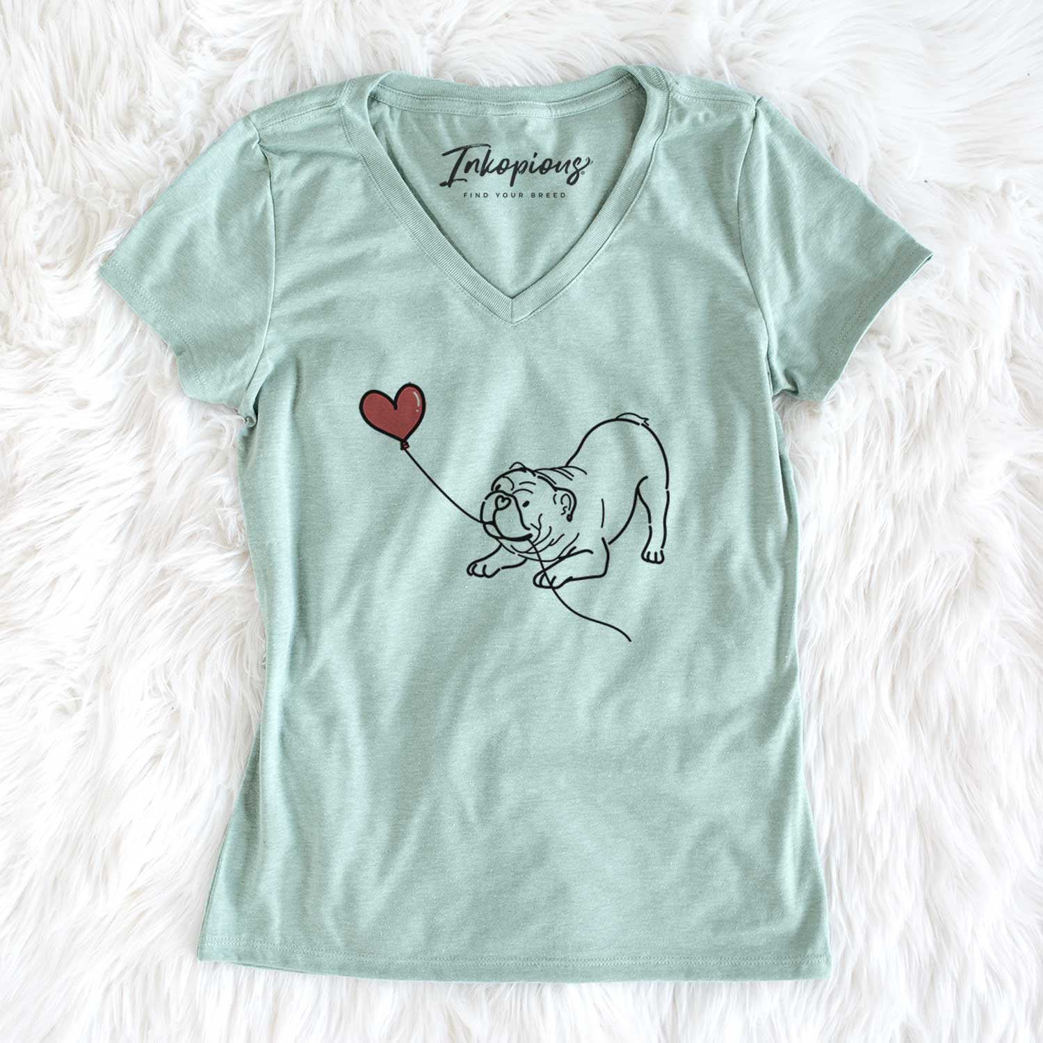 Bulldog Heart String - Women's V-neck Shirt