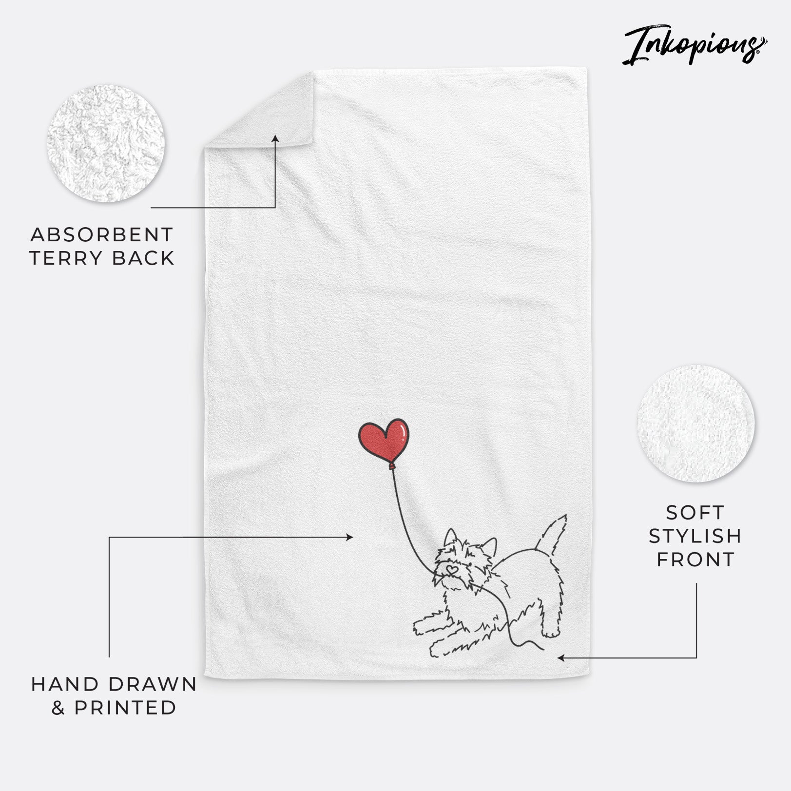 Cairn Terrier Heart String -  Decorative Hand Towel