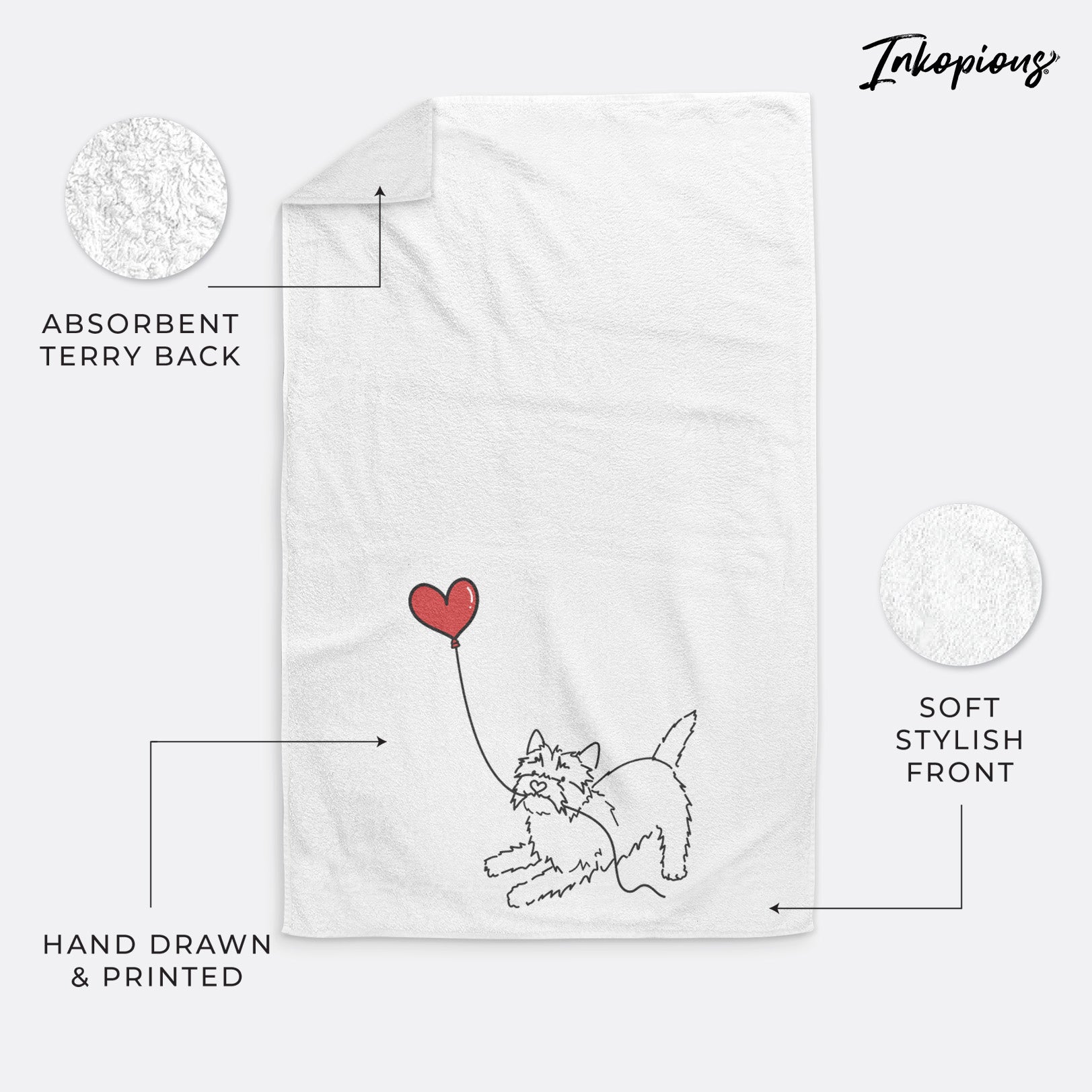 Cairn Terrier Heart String -  Decorative Hand Towel
