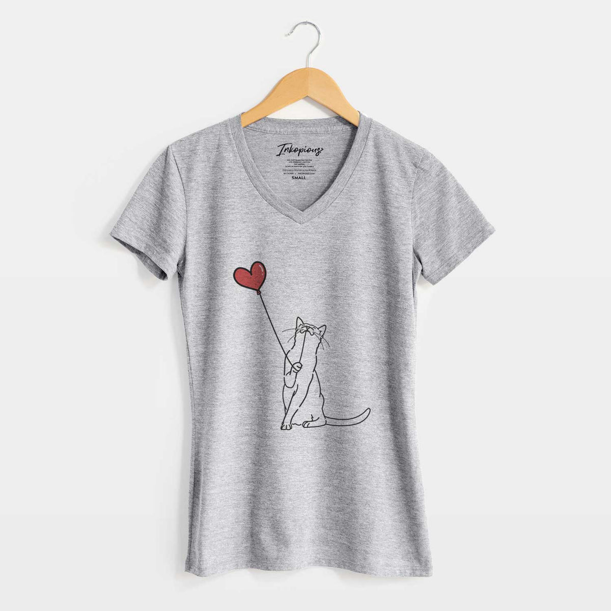 Cat Heart String - Women&#39;s V-neck Shirt