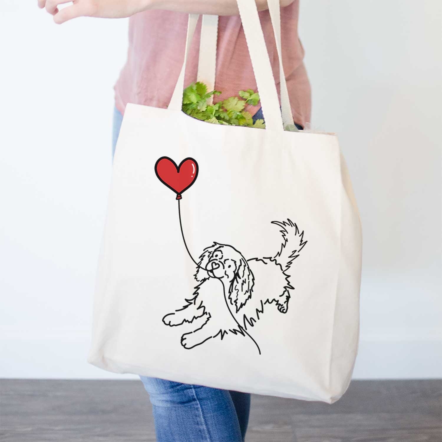 Cavalier King Charles Heart String- Tote Bag