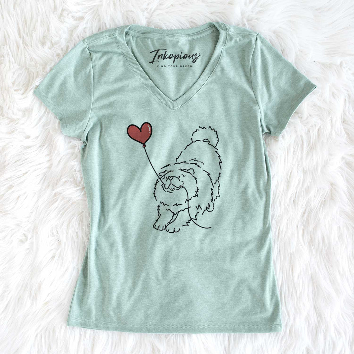 Chow Chow Heart String - Women's V-neck Shirt