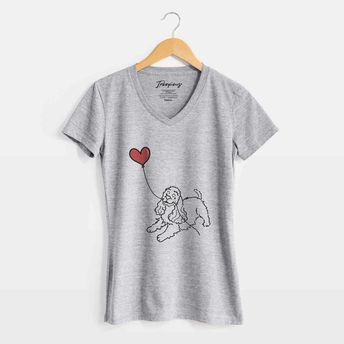 Cocker Spaniel Heart String - Women&#39;s V-neck Shirt