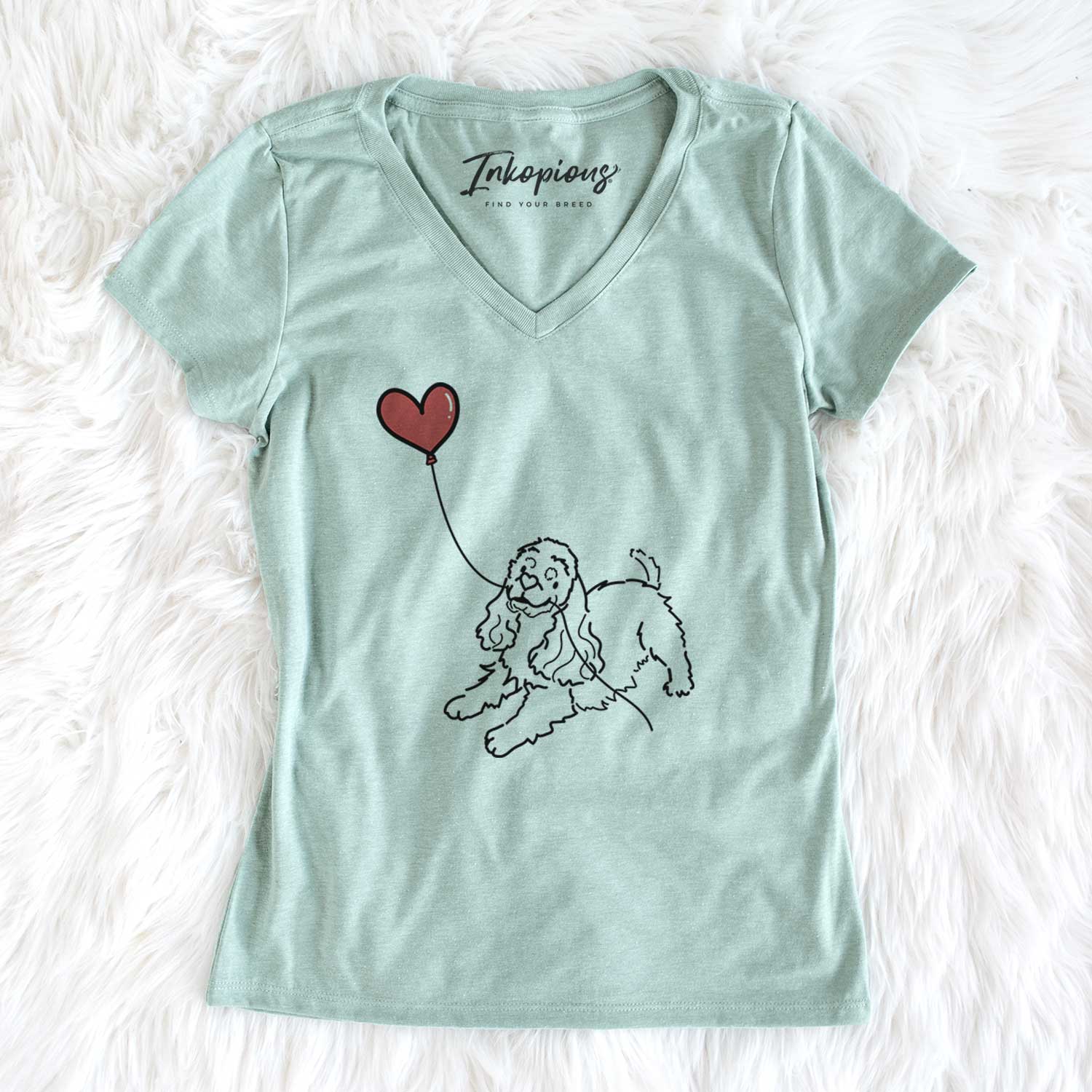 Cocker Spaniel Heart String - Women's V-neck Shirt