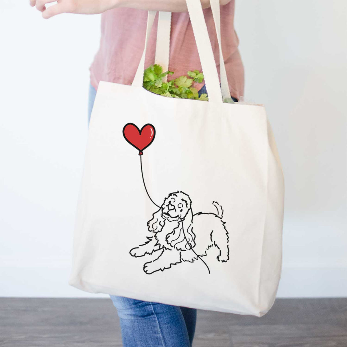 Cocker Spaniel Heart String- Tote Bag