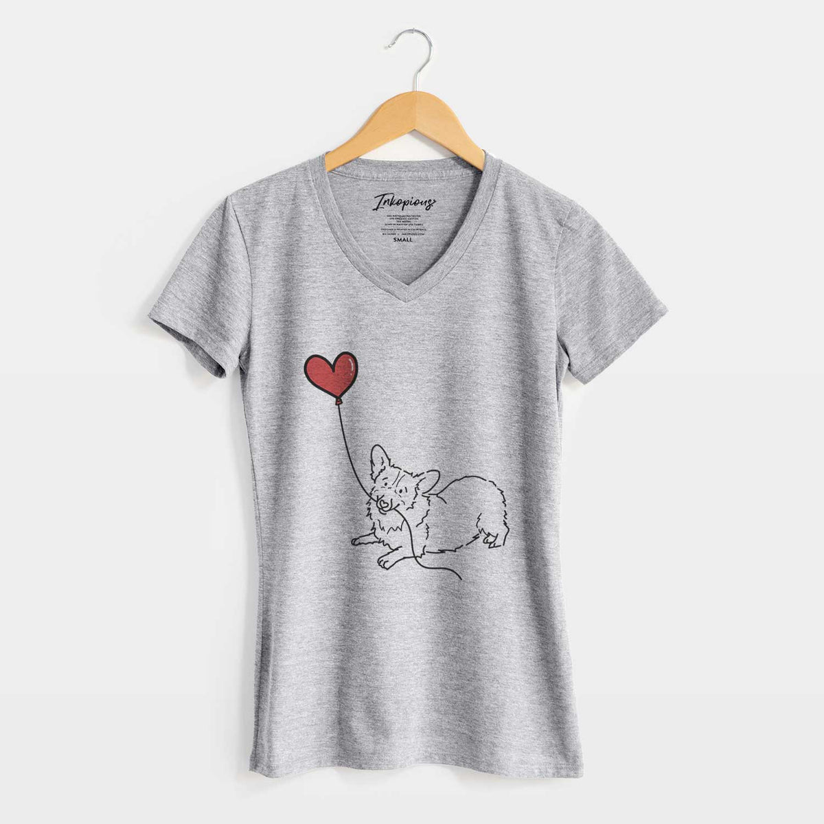 Corgi Heart String - Women&#39;s V-neck Shirt