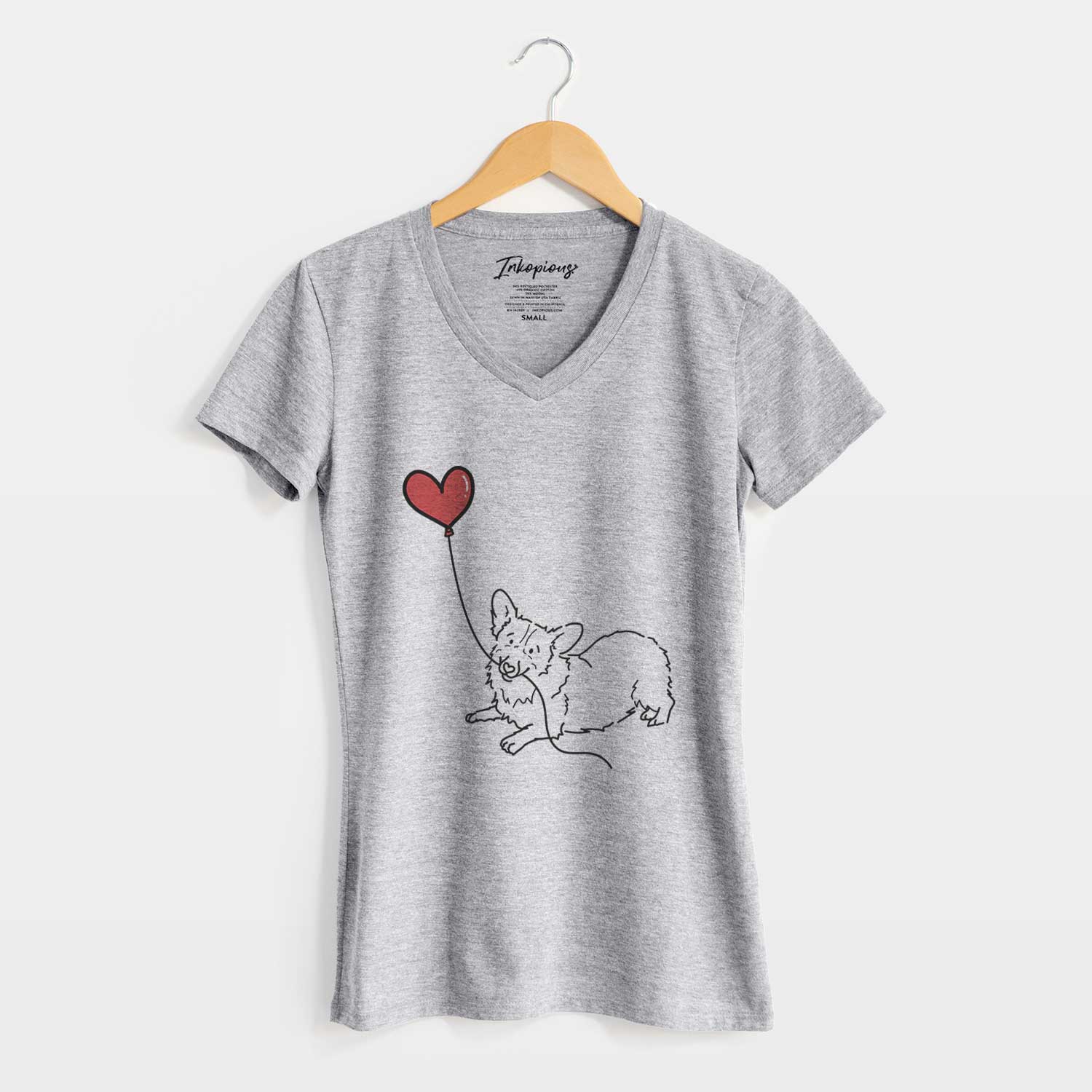 Corgi Heart String - Women's V-neck Shirt