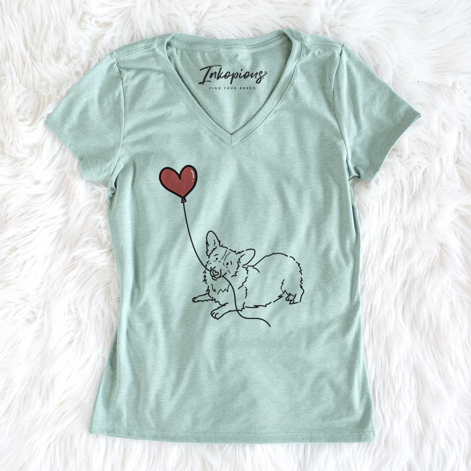 Corgi Heart String - Women's V-neck Shirt