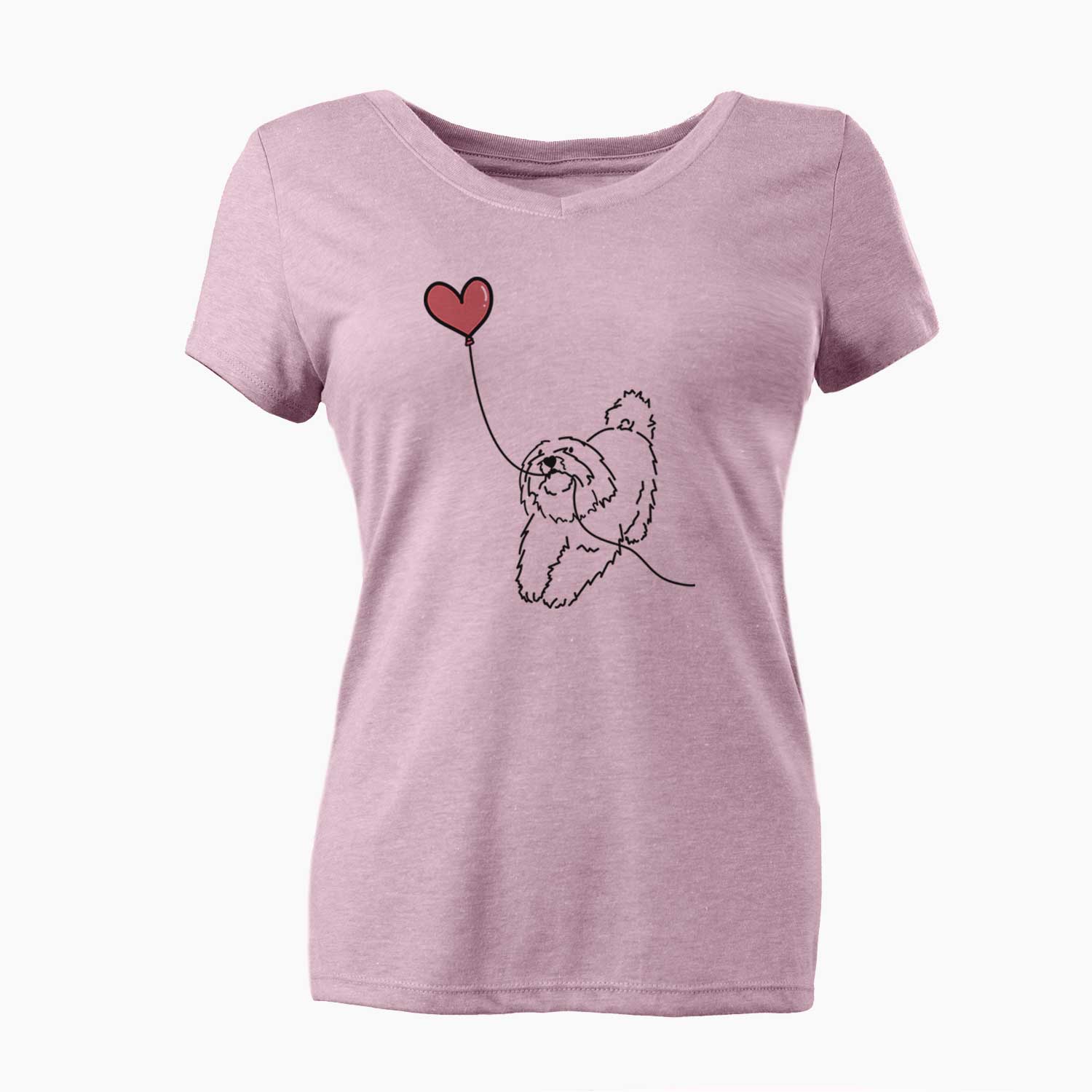 Coton de Tulear Heart String - Women's V-neck Shirt