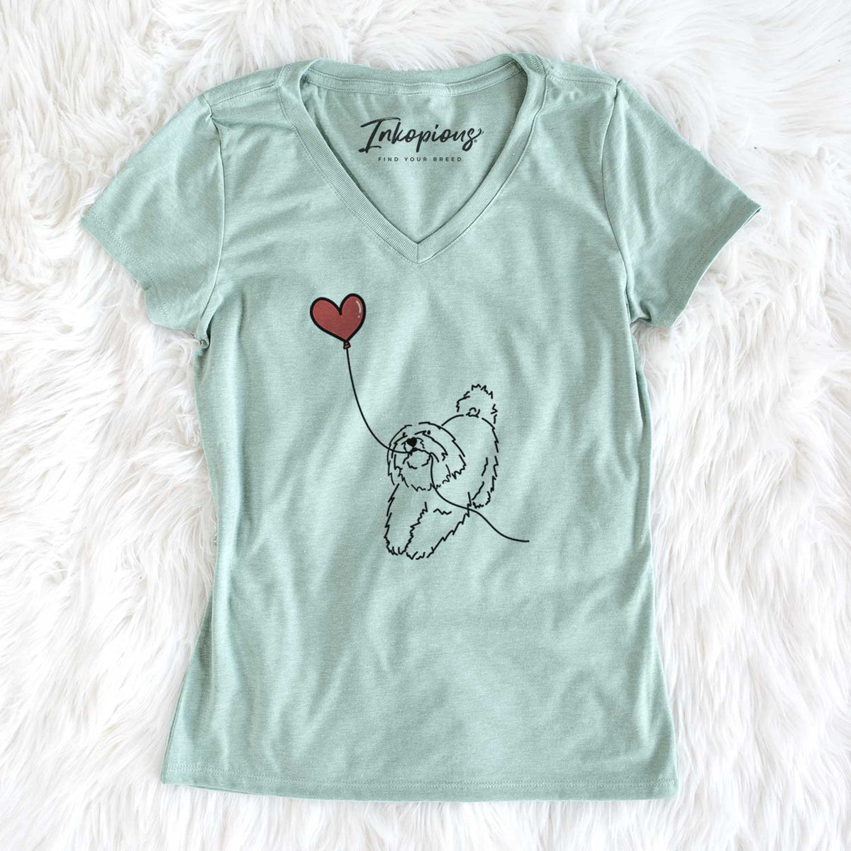 Coton de Tulear Heart String - Women's V-neck Shirt