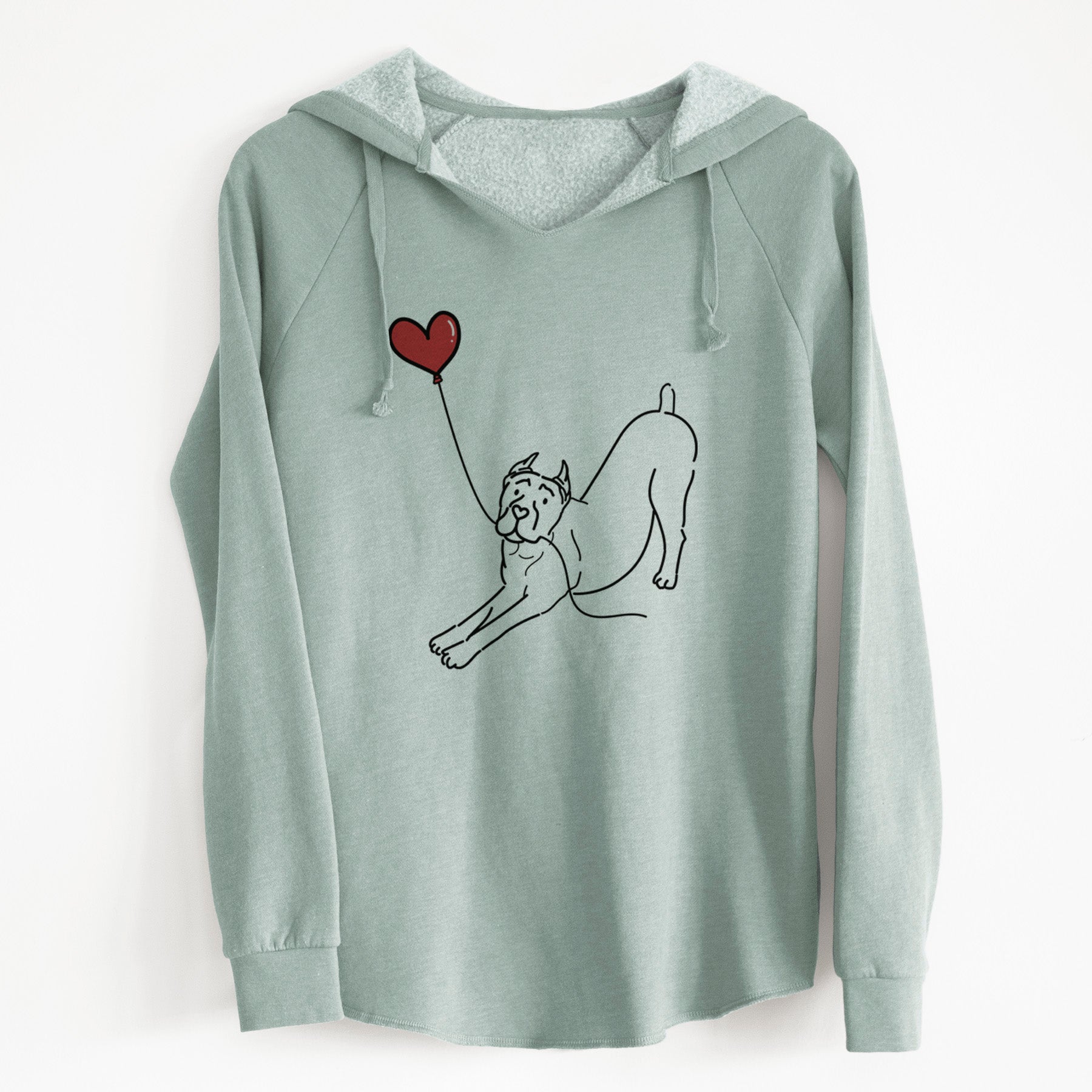 Cropped Cane Corso Heart String - Cali Wave Hooded Sweatshirt