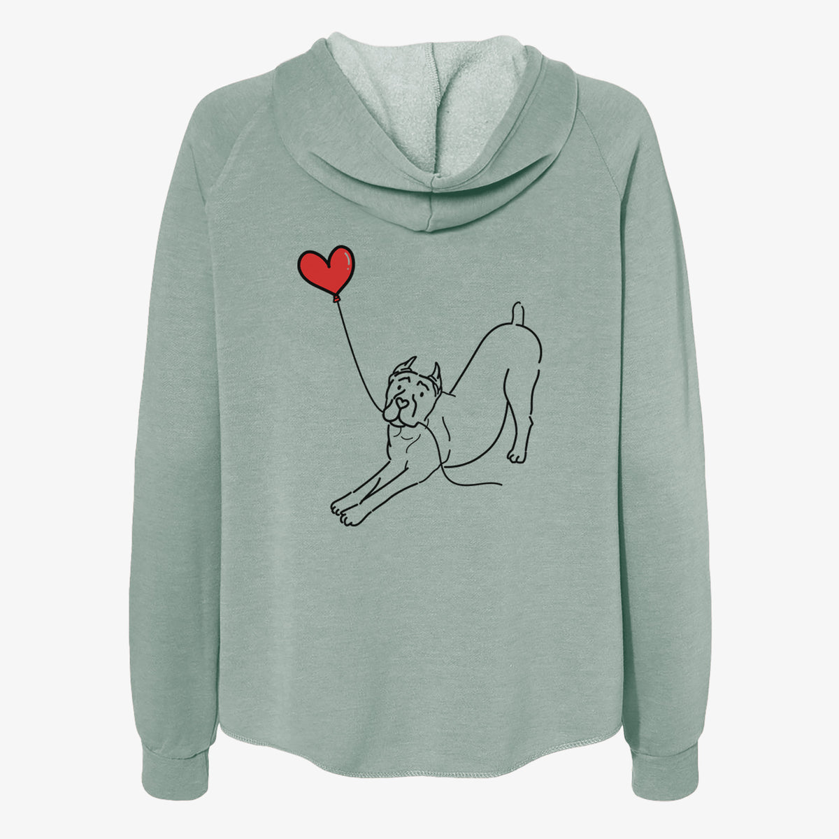 Cropped Cane Corso Heart String- Women's Cali Wave Zip-Up Sweatshirt