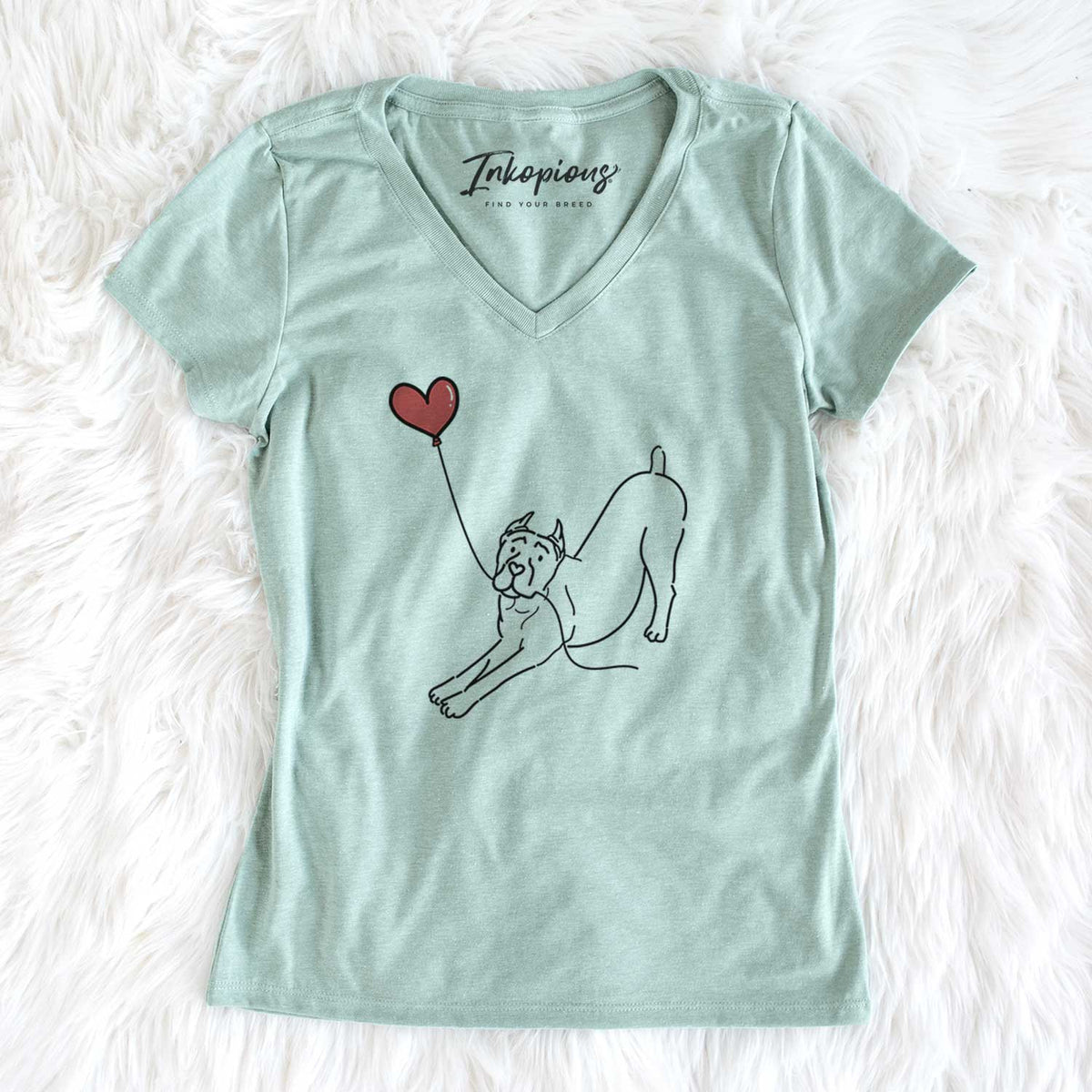Cropped Cane Corso Heart String - Women's V-neck Shirt